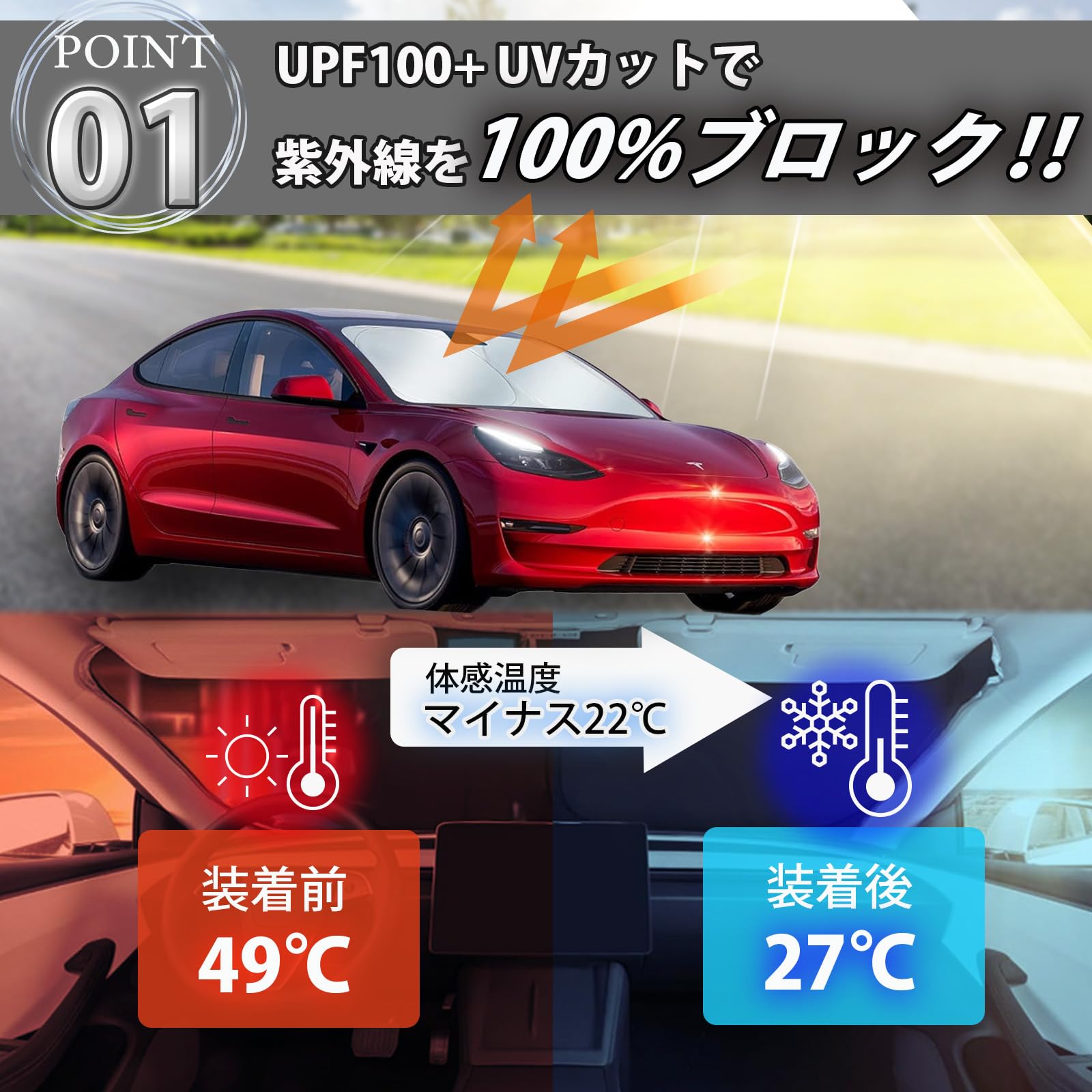 Amazon.co.jp: サクラガレージ テスラ フロントサンシェード (model3