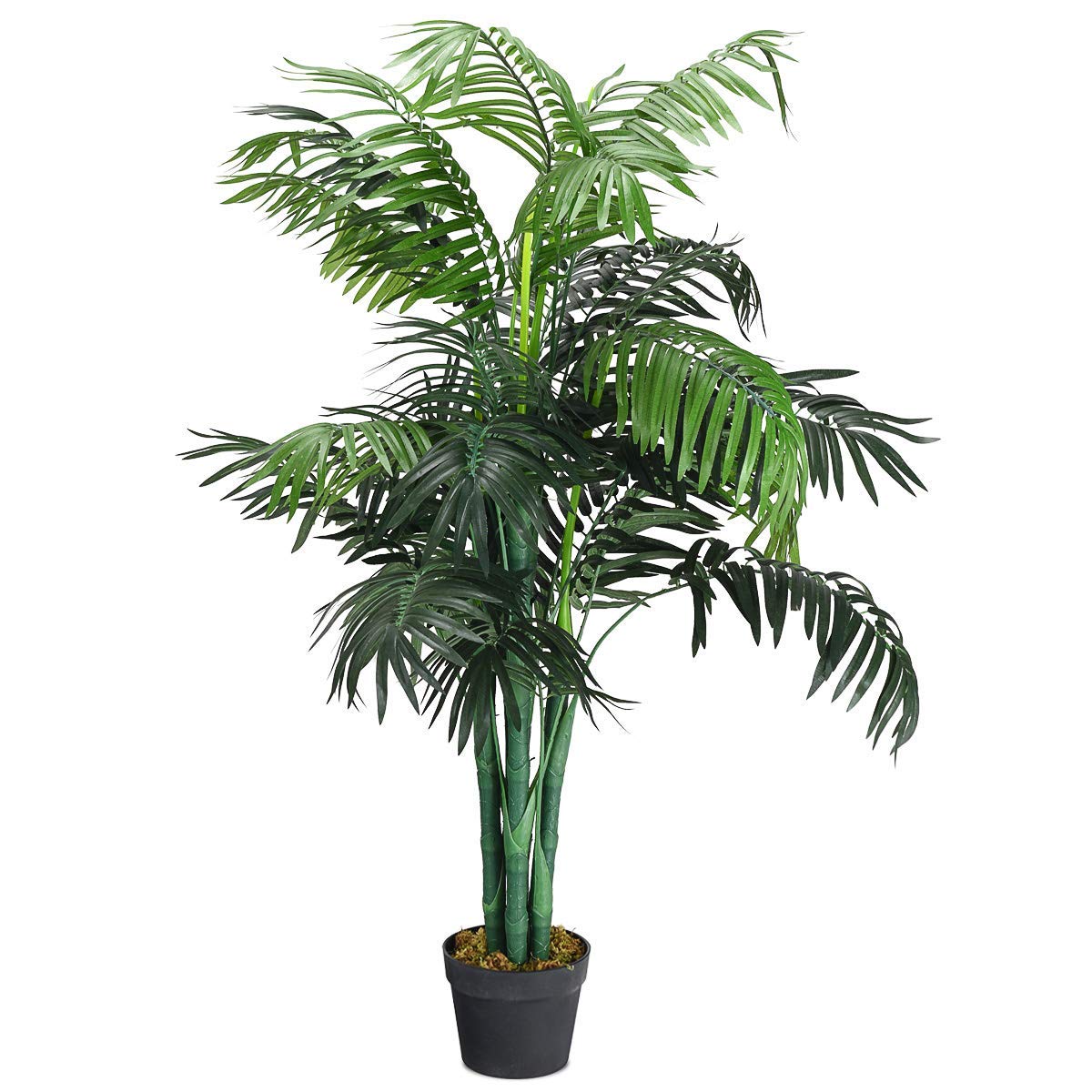 GIANTEX Albero artificiale, palma artificiale con vaso, palma artificiale, pianta d'appartamento in poliestere, per decorazione di interni, altezza 110 cm