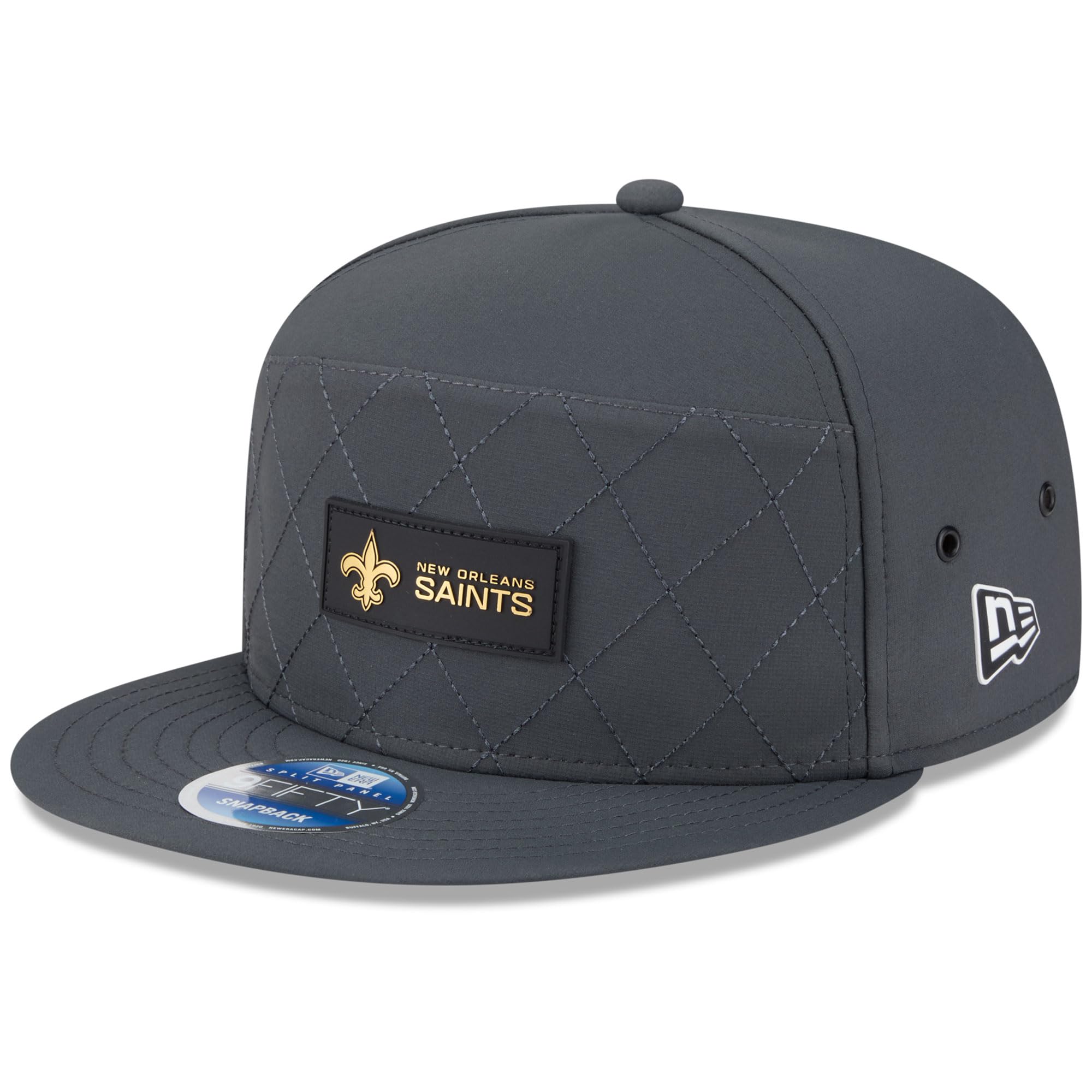 New Era Men's New Orleans Saints, Charcoal Charcoal New Orleans Saints 2025 Sideline Cold Weather Split Panel 9Fifty Snapback Hat