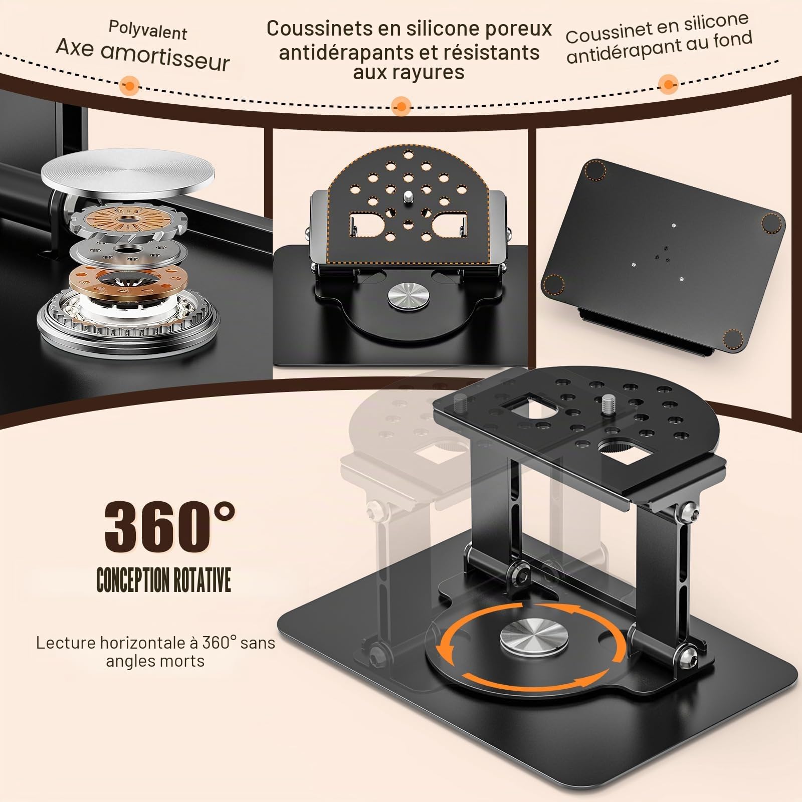 Support de Projecteur de Bureau, Pieds de Projector Rotation à 360°, Support de Projecteur Pliable avec Vis 1/4" pour Home Cinéma, Salle de Jeux, Bureau