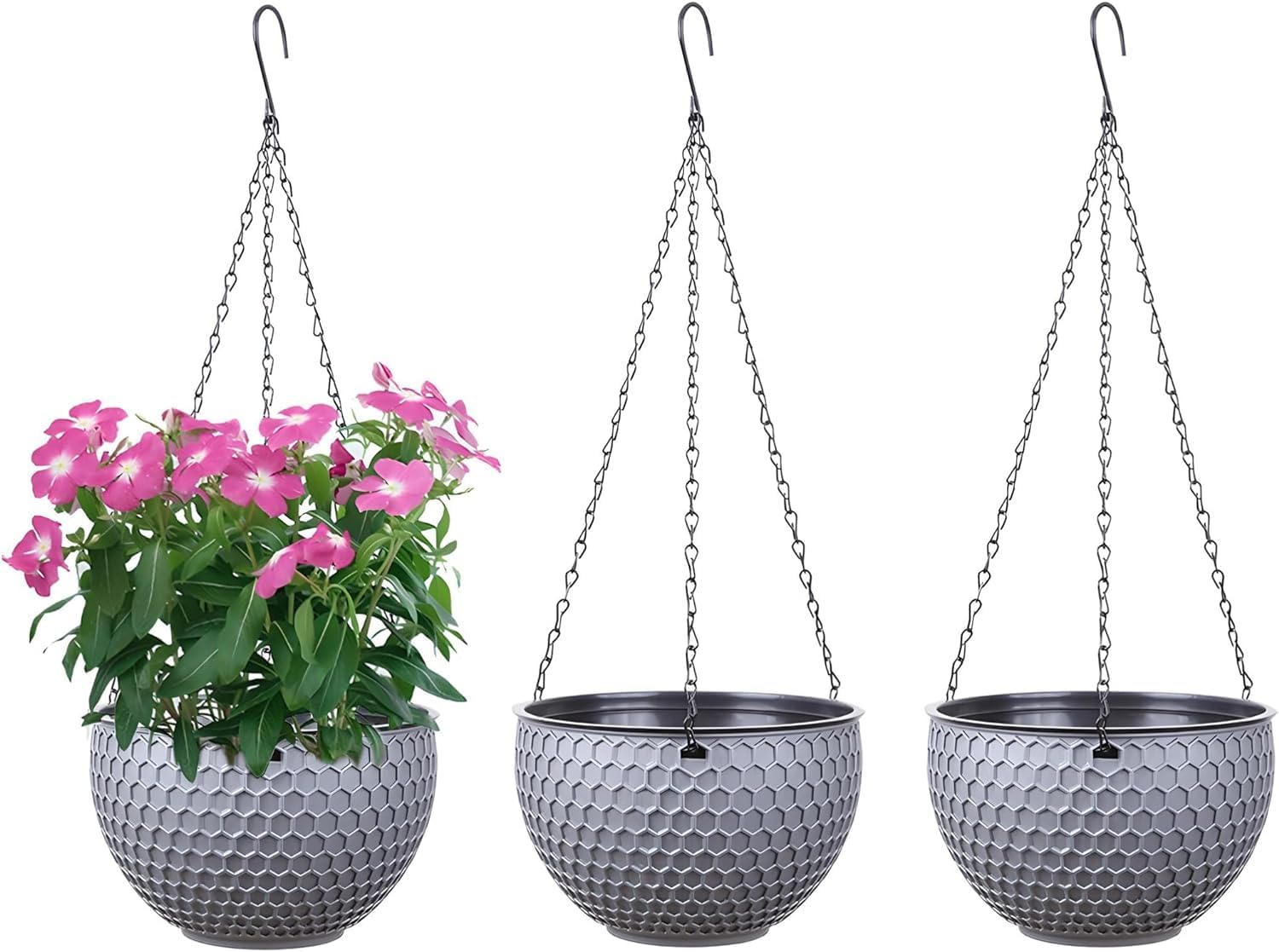 WOWEI Hängende Blumenampel 3er Set Selbstbewässerung Hängepflanztöpfe