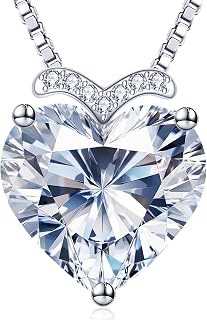 Forever Love Heart Pendant Necklaces for Women, 2-5 Carat Heartshape Moissanite Sterling Silver Pendant Jewelry, Ideal Anniversary Present or Birthday Gifts for Wife Her Girlfriend Mom Daughter