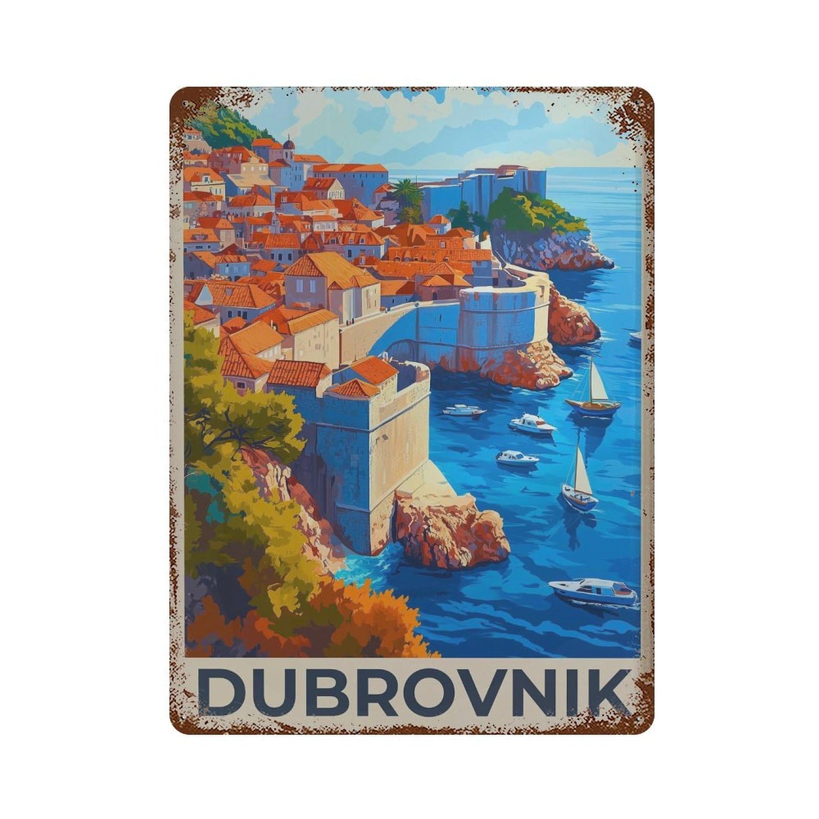 xiaoxiaoshen Dubrovnik Croatia Travel European Wall Decor Art Metal Tin Poster Modern Home Decor Art Home Bar Shop Decorations Vintage Sign 40x30cm