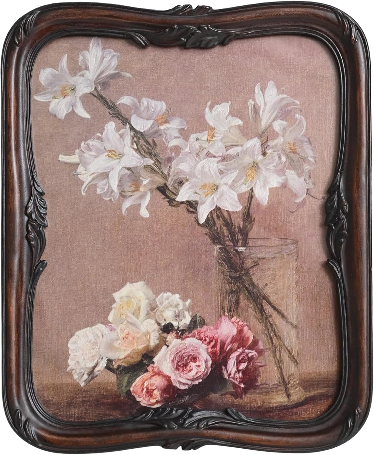 Vintage Picture Frame 8x10 - 8 x10 Antique Picture Frame, Elegant Antique Frames 8X 10 With Glass Front, Vintage Dark Brown Ornate Frame 8 x 10 For Photo Display Tabletop And Wall Mounting (Dark Brown, 8X10)