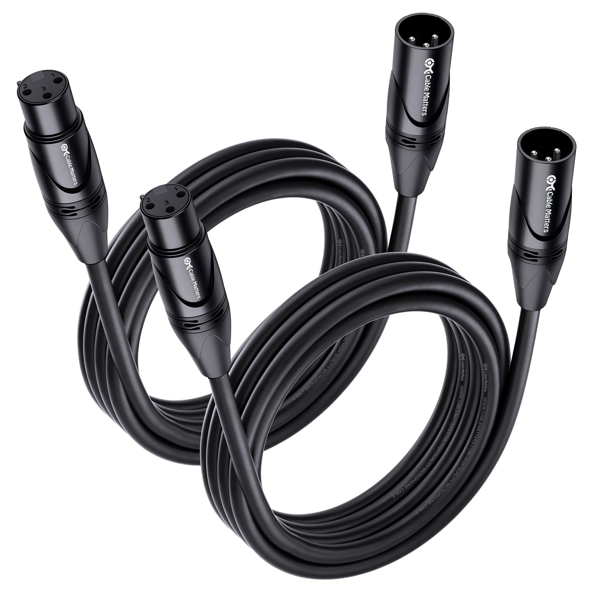 Cable Matters 2-Pack Premium XLR to XLR Cable, Microphone Cable, M-F, 15ft