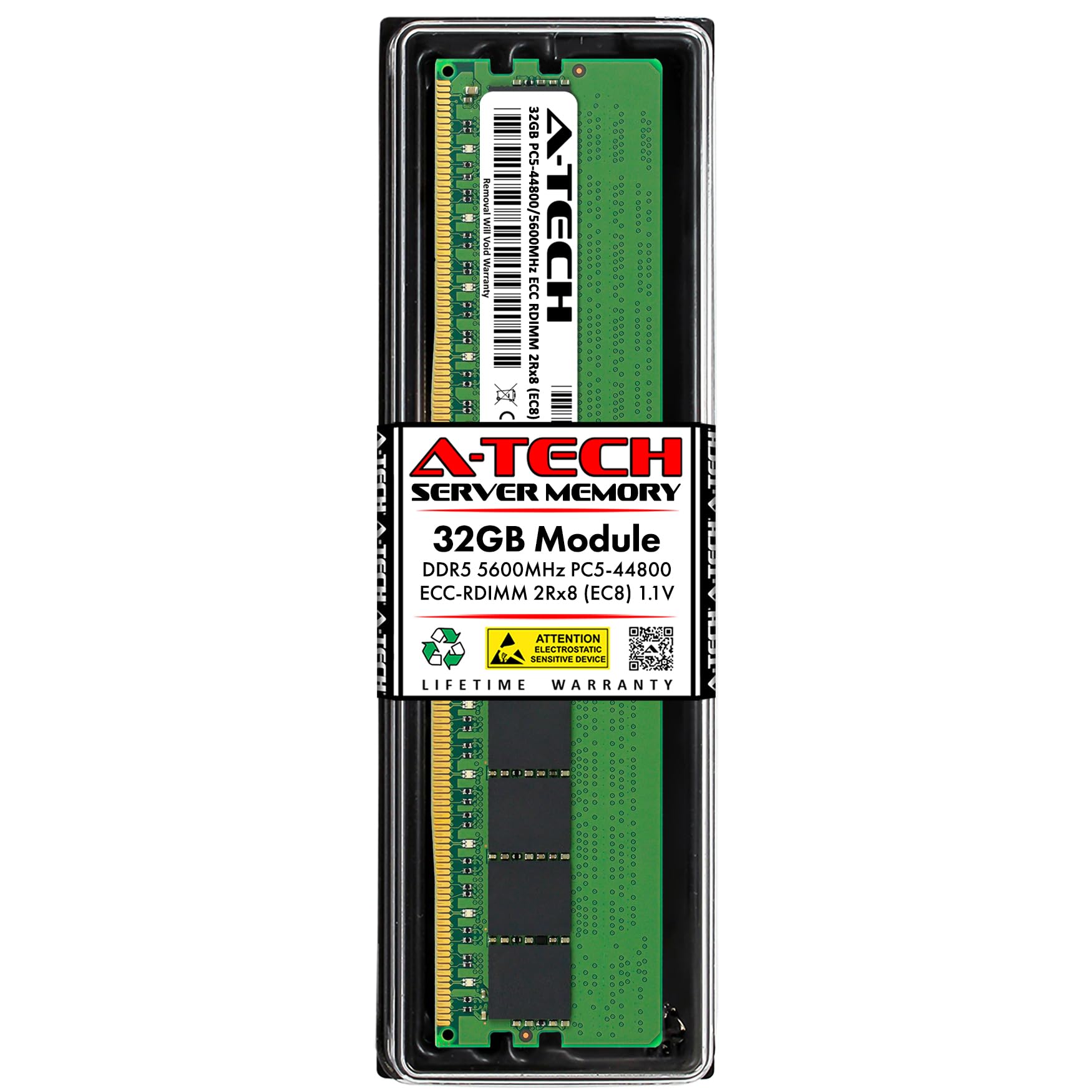 A-Tech 32GB DDR5 5600MHz PC5-44800 ECC RDIMM 2Rx8 (EC8 10x4) Dual
