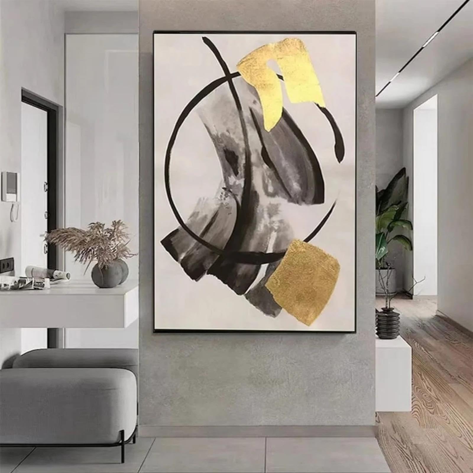 Pintura abstracta de pared grande, moderna, verde, para sala de estar, decoración del hogar, lienzo, 55 x 100 cm, sin marco