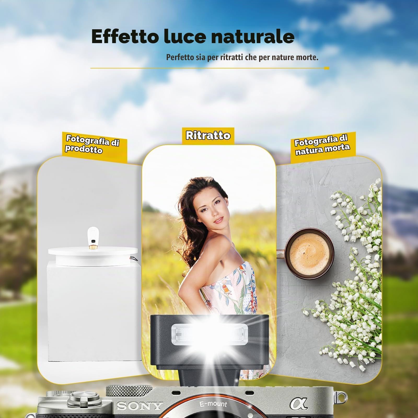 Godox iM20 Fotocamera Flash, Batteria incorporata con 5 Livelli Flash Power per Canon/Sony/Fuji/Nikon/Panasonic/Olympus, per Fotocamere con Hotshoe Singolo Contatto