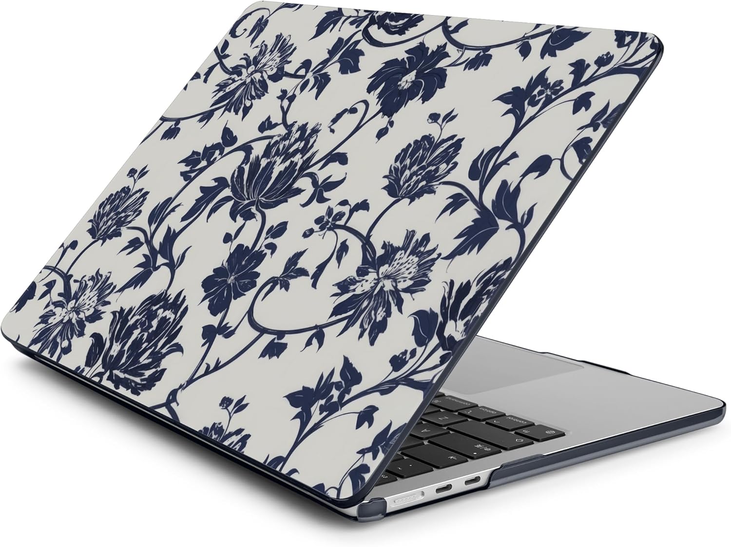Batianda Case for New MacBook Air 15 inch 2025 M4 2024 2023 Model A3241 A3114 M3 A2941 M2,Slim Lightweight Protective Shell with Creative Pattern with Keyboard Cover & Screen Protector, Navy Flowers - Image 4
