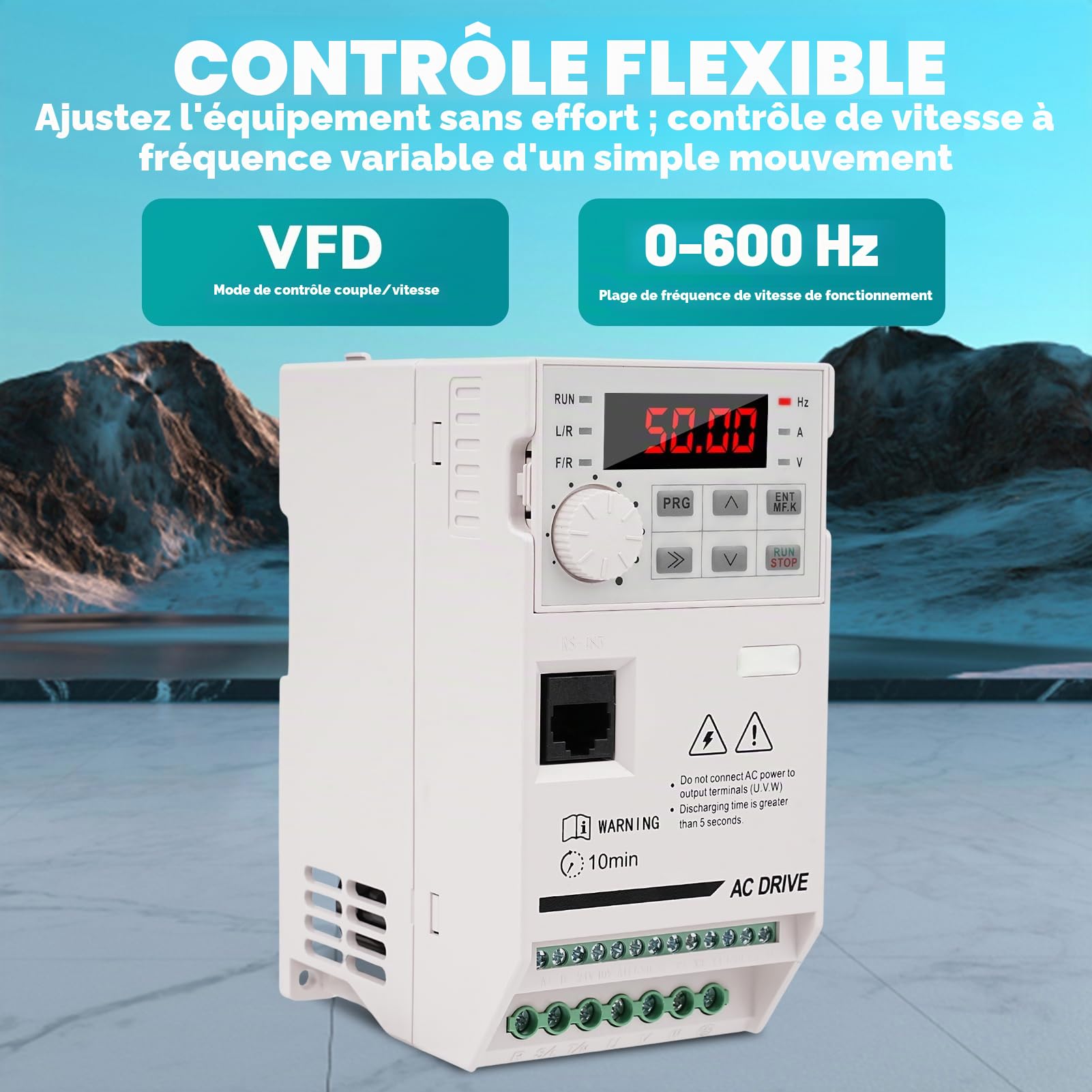 Variateur de Fréquence VFD Variateur 220V mono 380V tri Convertisseur de Fréquence CNC 2.2KW Transformateur 220V 380V, aux Ventilateurs, Pompes, Convoyeurs, ZHB600-2.2KW
