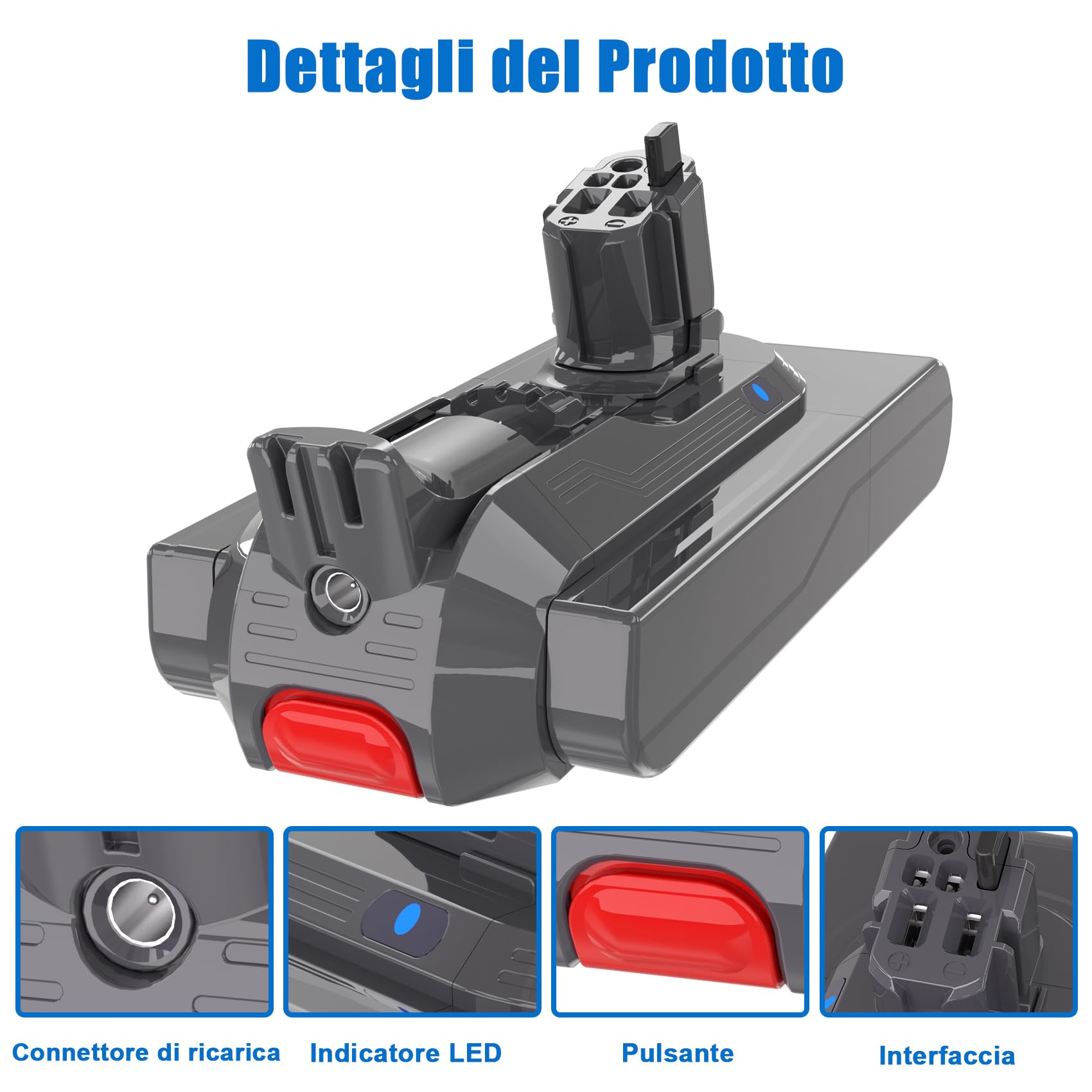 KUNLUN Batteria di Ricambio per Dyson V11 25,2V Batteria Agli Ioni di Litio Click-in per Dyson V11 SV15 Absolute Total Clean Absolute Extra Animal Torque Drive, Con Elemento Filtrante