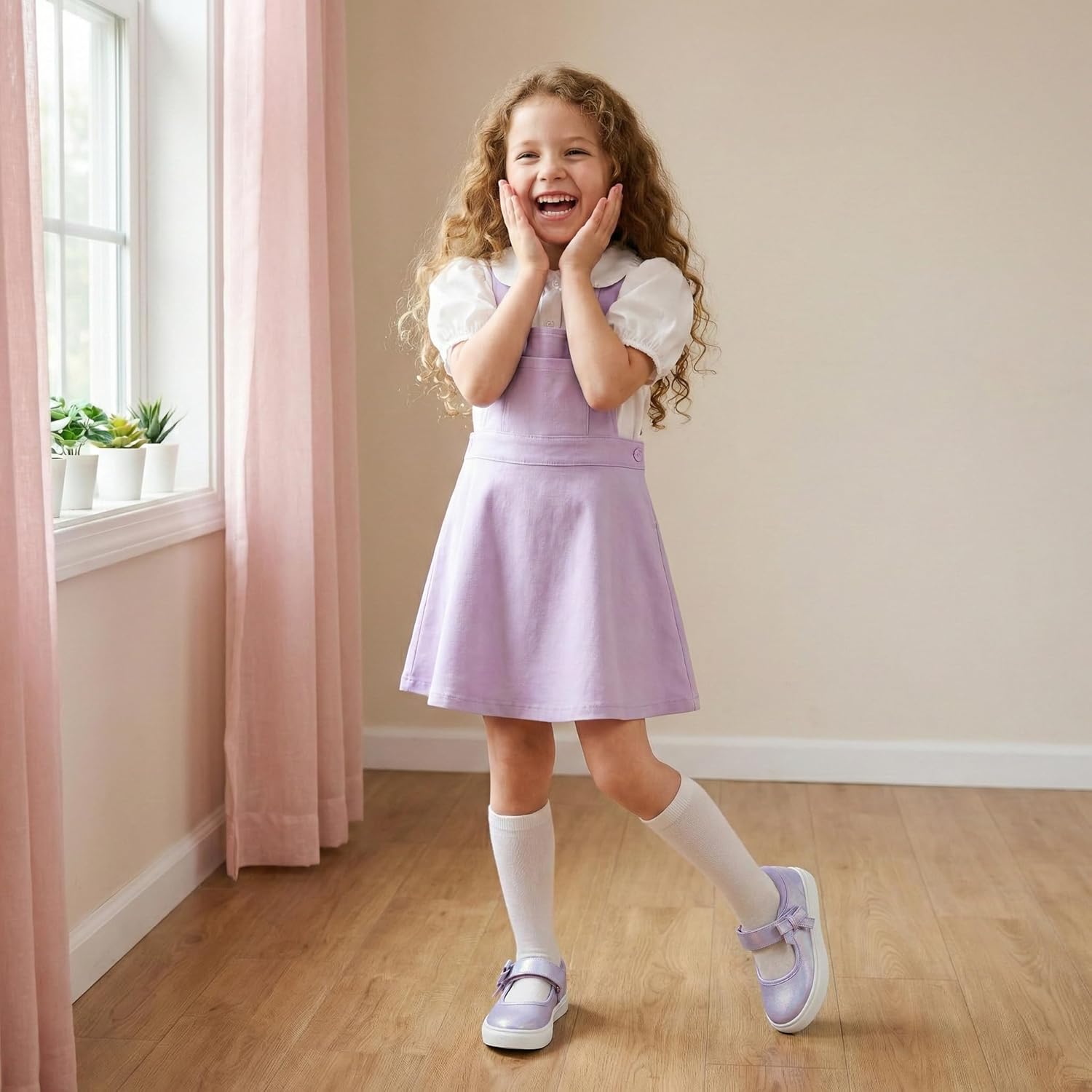 Rihero Girls Sneakers Kids School Uniform Mary Jane Shoes Casual Walking Shoes for Toddler Little Big Kids - Image 3