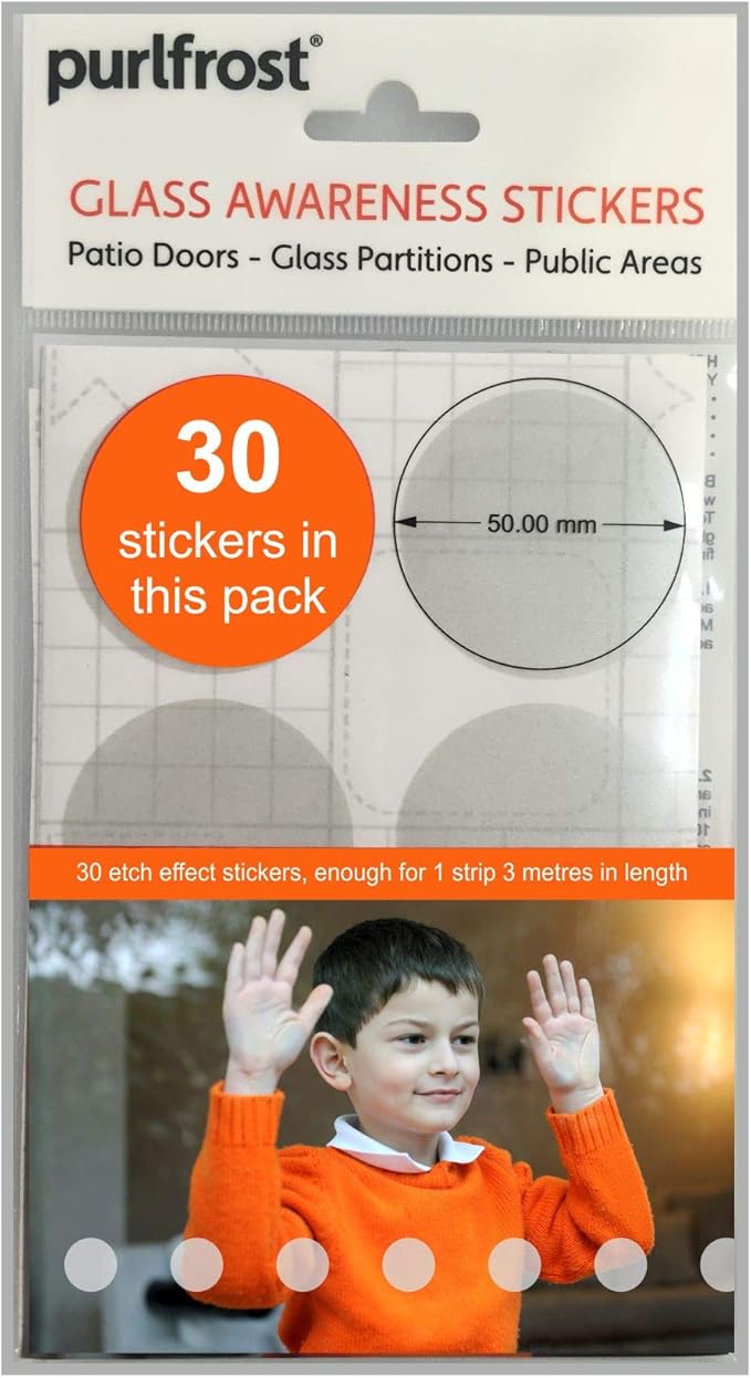 Purlfrost Etch Effect Glass Stickers Pack of 30, Window Stickers for