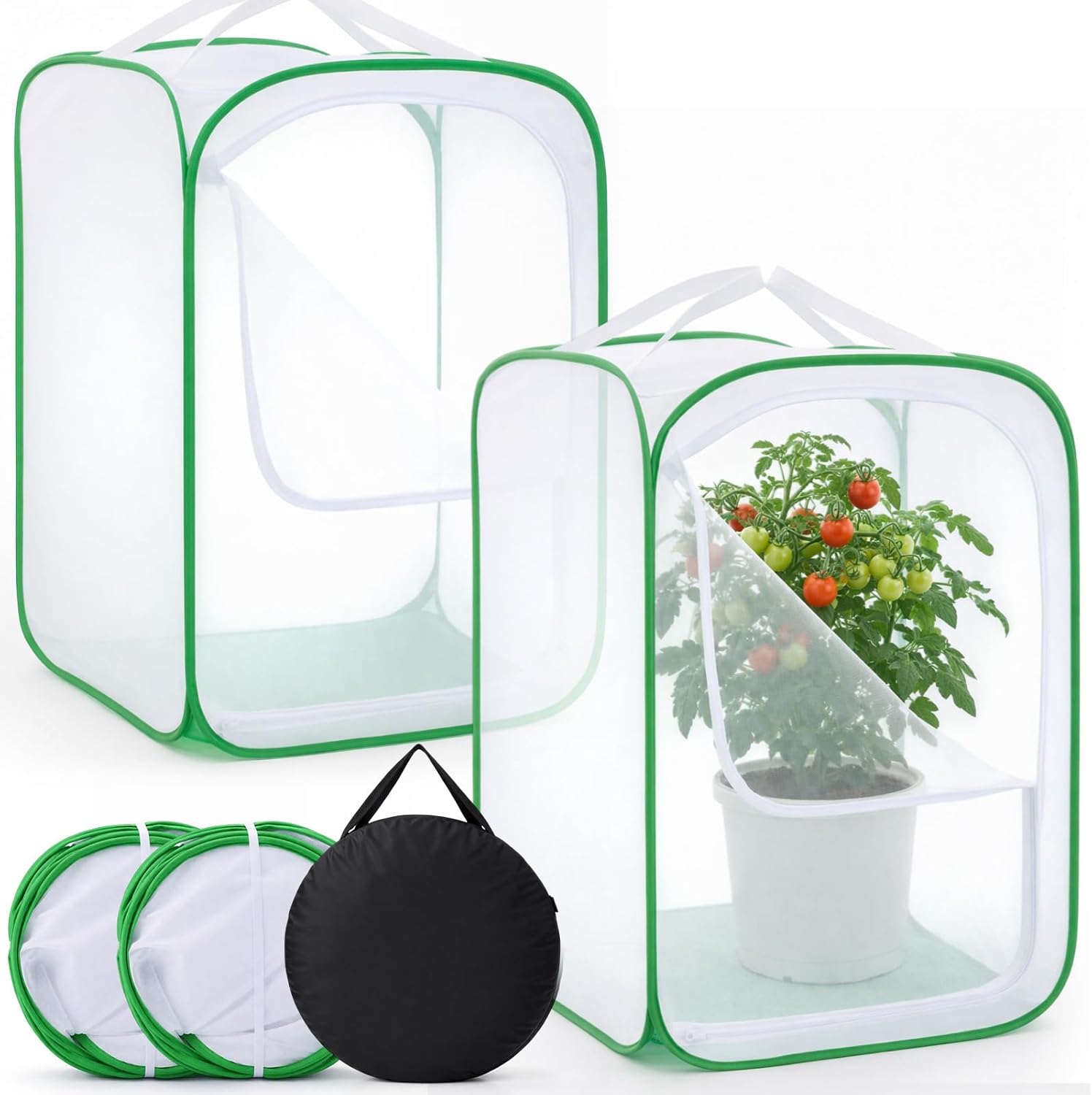 Gilprop 2 Pack Mesh Plant Covers 24 x 24 x 36 Inch Tomato Crop Netting Cage Garden Tents for Plant Protection from Insects Animals Outdoor Tall Crop Cage for Fruit, Vegetables, Flowers and Herbs