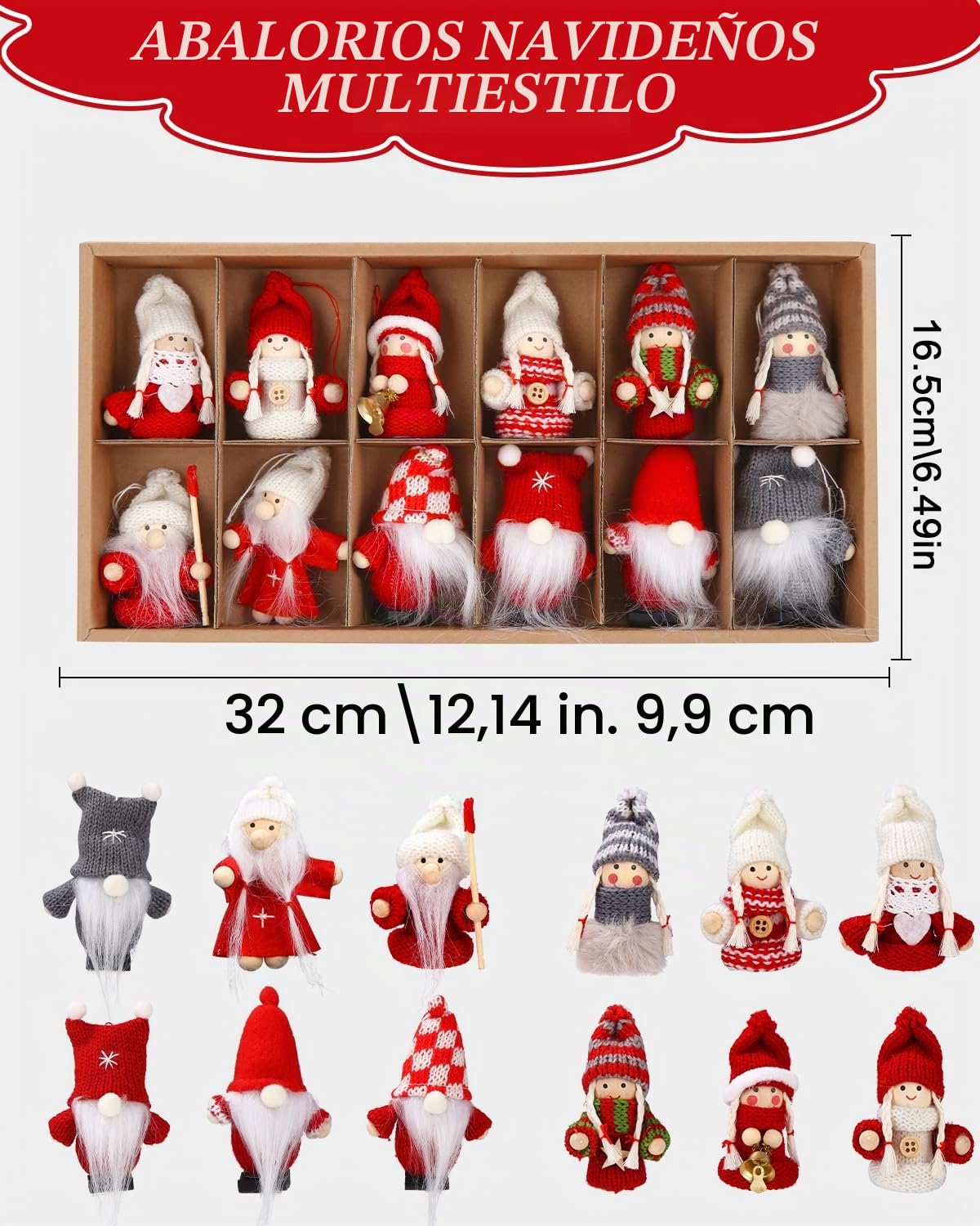 12 Piezas Ángeles Colgantes para árboles de Navidad,Gnomo Adornos de Navidad,Duendes Colgante para Decoracion árbol de Navidad,Linda Gnomo Regalos Adornos Navideños para Arbol Manualidades