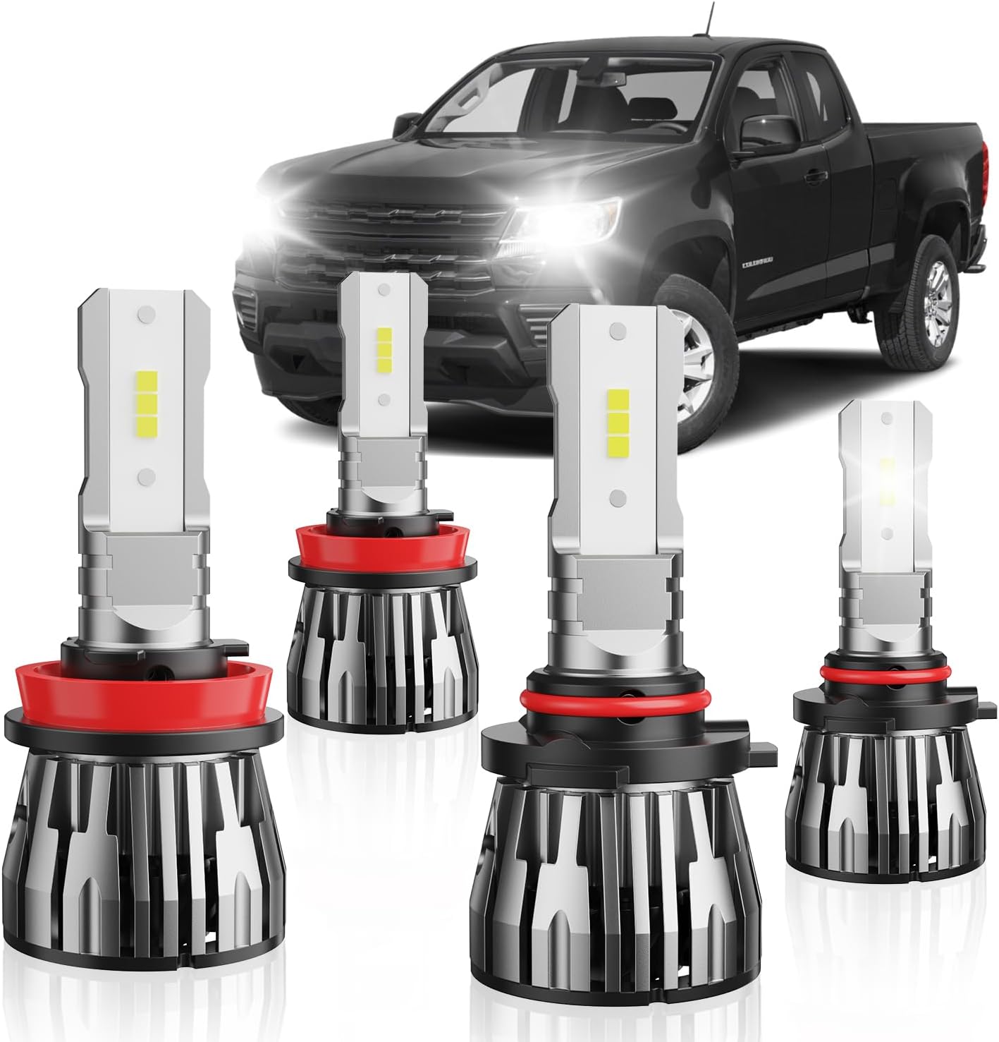 Colorado High Low Beam Bulbs Combo Compatible with Chevrolet Colorado 2015 2016 2017 2018 2019 2020 2021 2022, 4-Pack 6500K Cool White