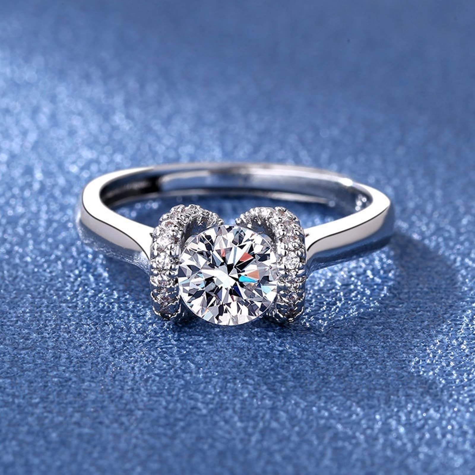 Spersonalizowany pierścionek obrączki ślubne z białego złota dla niej 18K laboratoryjny diamentowy węzeł design okrągły 1 ct cyrkonia rozmiar H 1/2 moda dla kobiet biżuteria koktajlowa