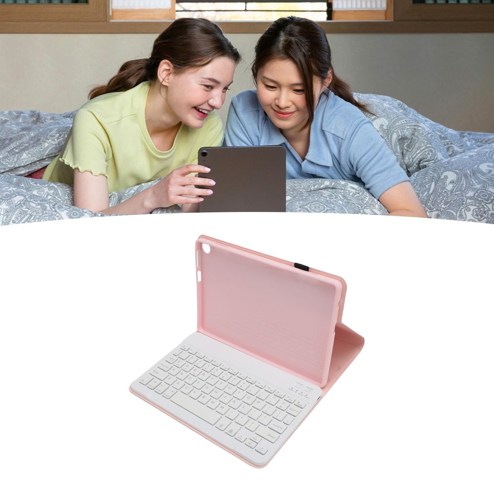 ASHATA Custodia per tastiera da viaggio in pelle PU per Tab M10 Gen 3 tablet da 10,1 pollici cornice aderente morbida antiscivolo copertura interna del supporto (PINK)