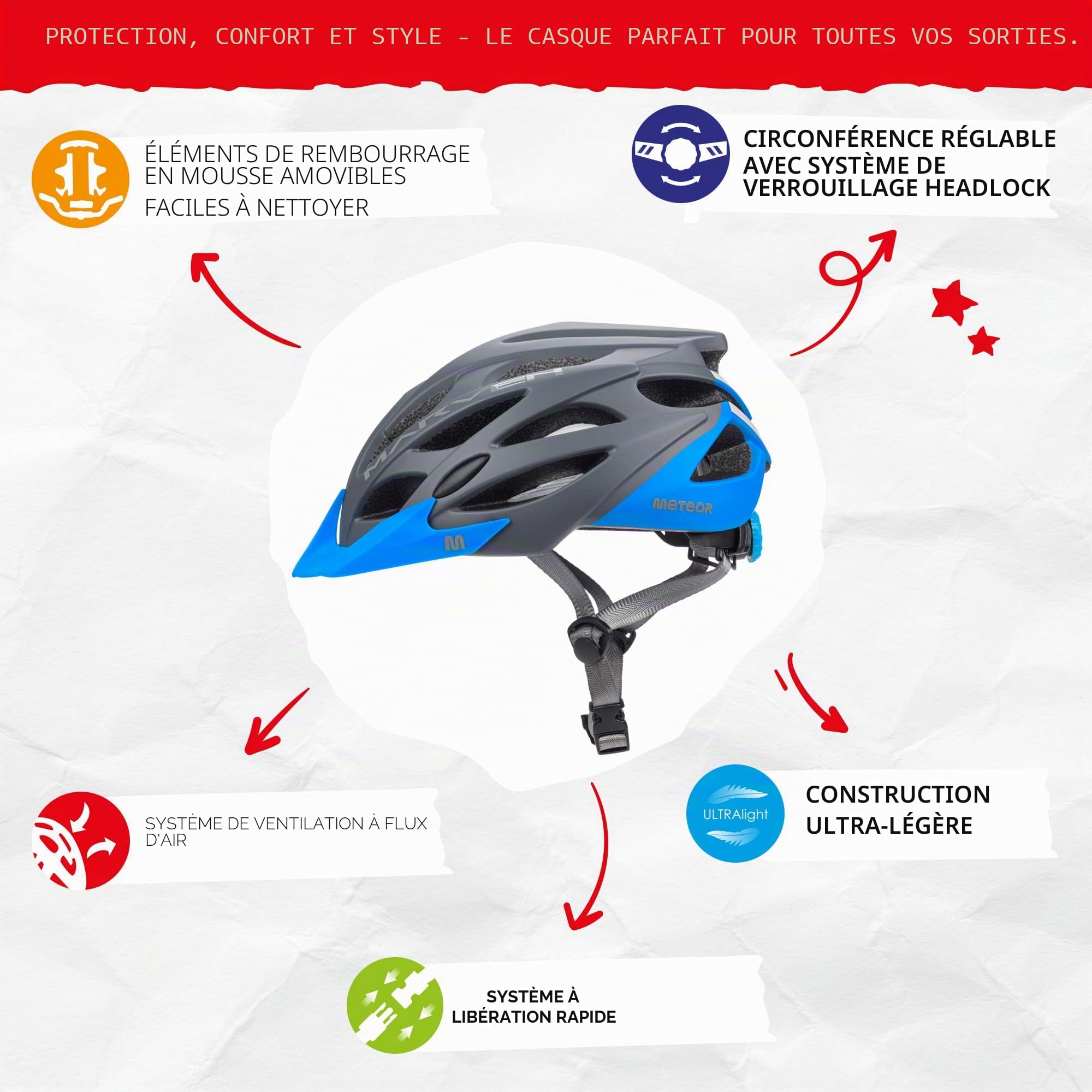 Casque Vélo VTT et VTC Adulte Jeunesse Unisexe Casque de Cyclisme de Réglable de Sport pour BMX Skate Scooter Patines Conçu pour la Sécurité des Utilisateur Marven