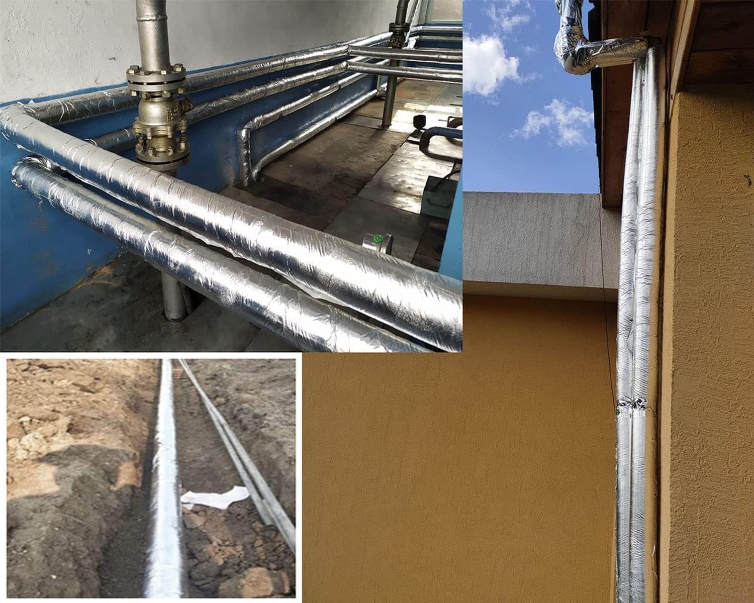 Frost Protection Insulation Tube X1, Self-Adhesive Pipe Insulation Foam, Aluminum Foil Rubber Insulation Pipe, Length 0.95m(37.4in) (Color : 30mm, Size : 114mm ID)