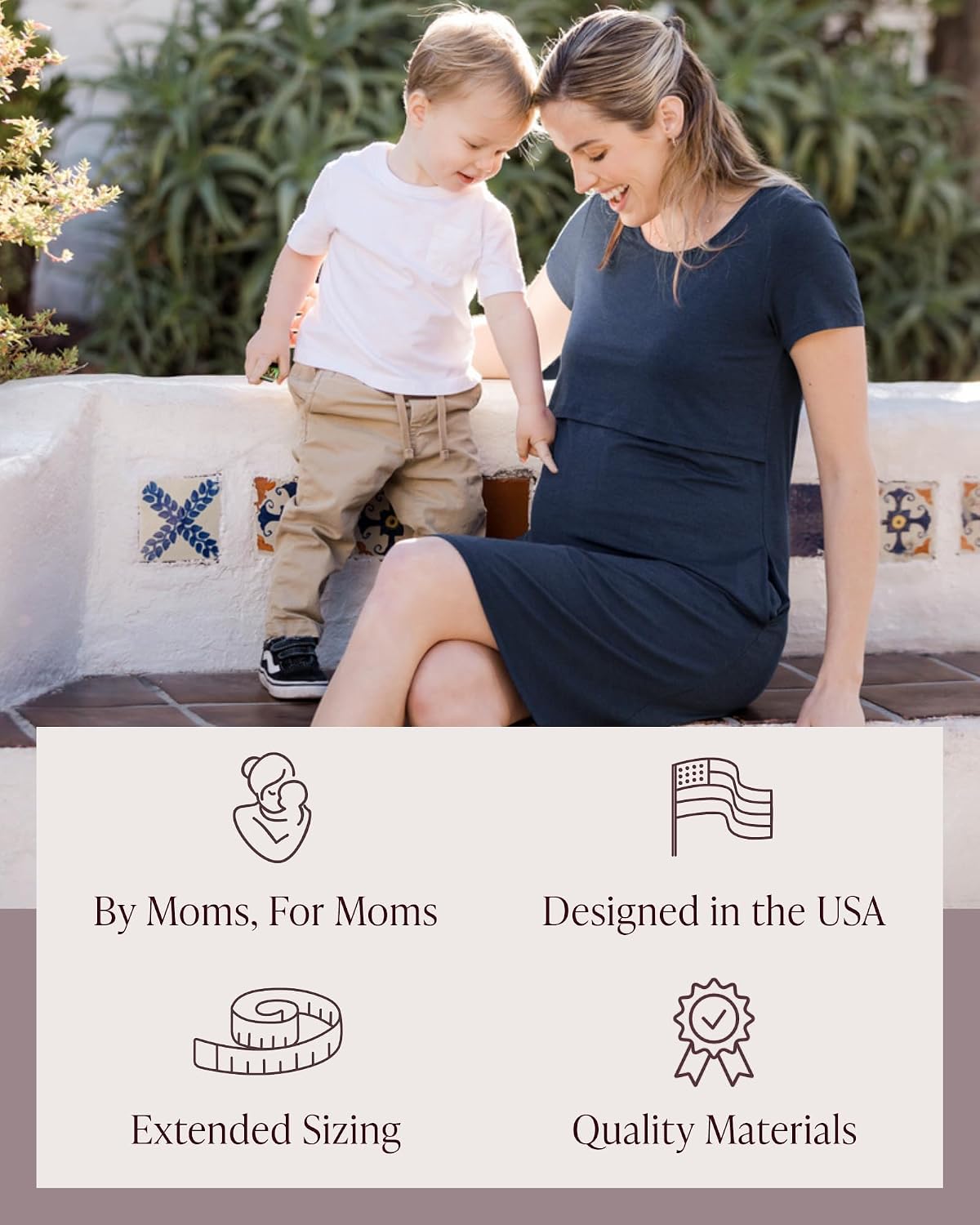 Kindred Bravely Eleanora Ultra Soft Maternity Nursing Dress | Short Sleeve Breastfeeding Dress with Pockets