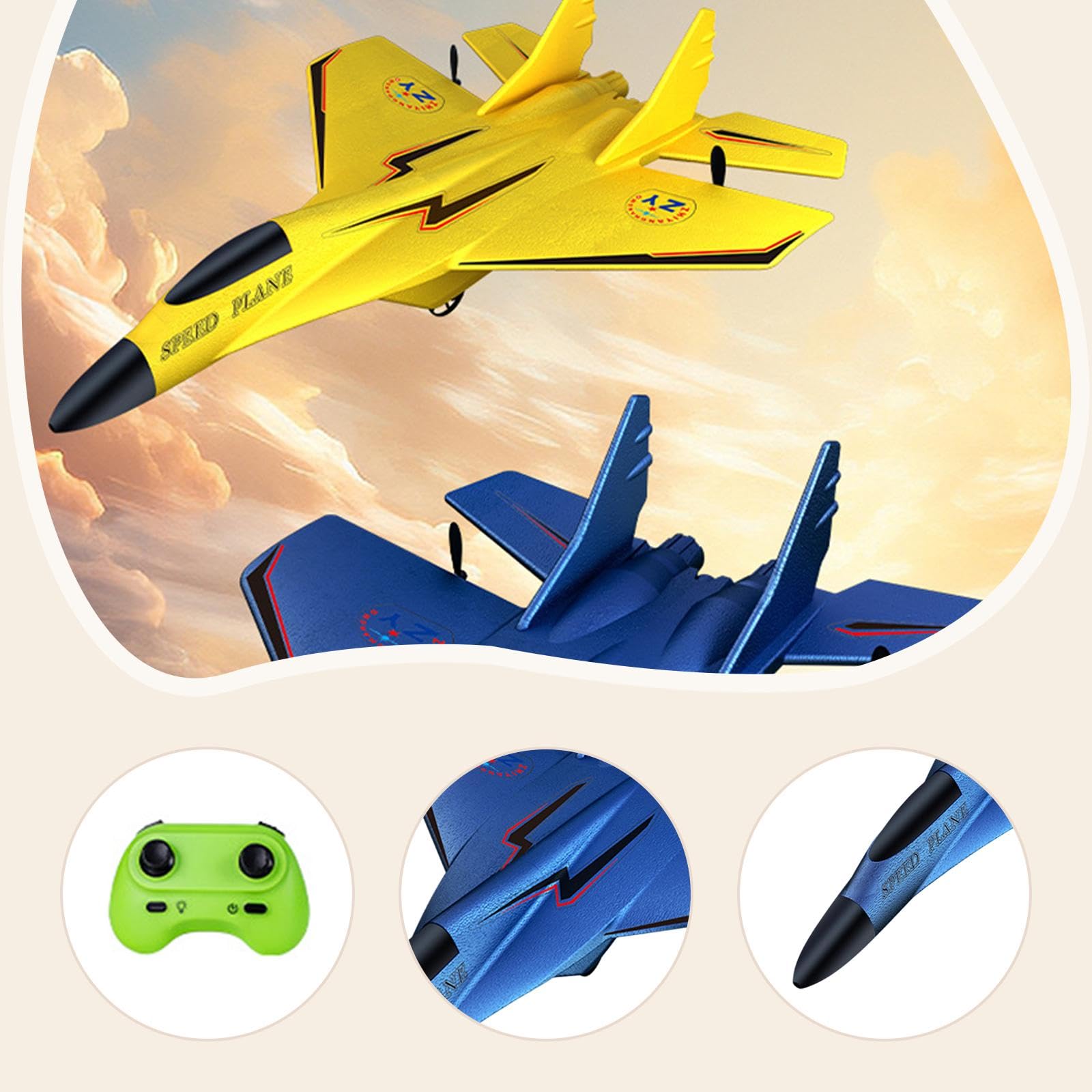 Baoblaze Avion Planeur Télécommandé Jouet Volant avec LED Planeur Modèle Multifonction Plane Glider à Double Moteur Matériau Solide Stabilité Automatique A, Bleu