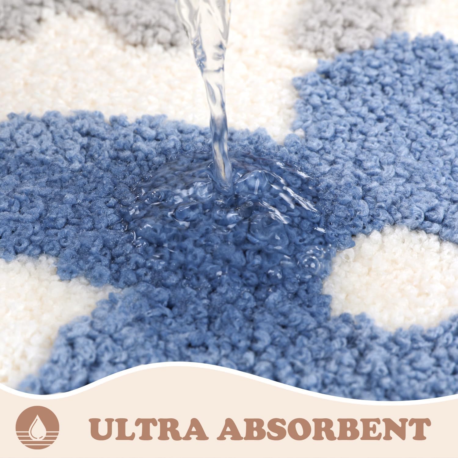 Absorbent Bath Rugs Mat - Extra Thick Bathroom Rug, Non-Slip Soft Plush Mat for Bathroom and Bedroom, Machine Washable, Nice Flowers, 20" x 31" (50 x 80 cm)