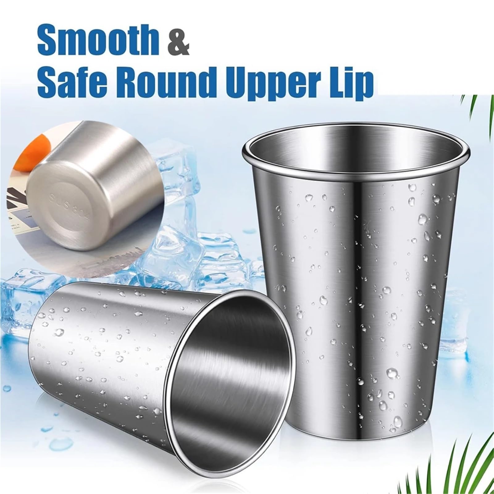 Edelstahlbecher, Pint-Becher, Becher, Metallbecher, stapelbare, Metall-Trinkgläser for Zuhause, Camping, Bar Für Reisen Camping(5Pcs 350ml)