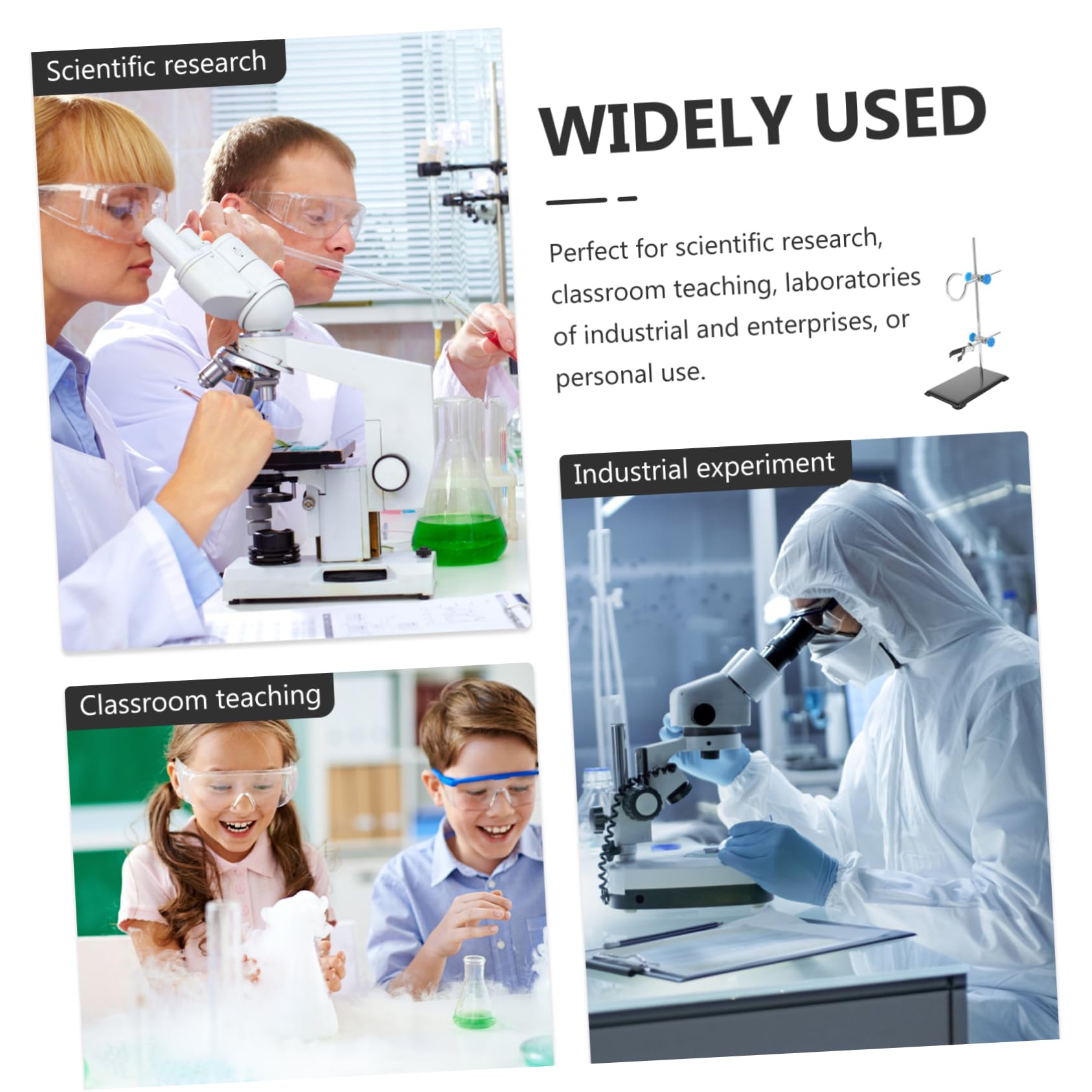 Support de Laboratoire Portable en Fer Plusieurs styles Facile à Monter et Démonter 30cm, Plateforme de Support Plusieurs styles pour Matériel Chimie Laboratoire