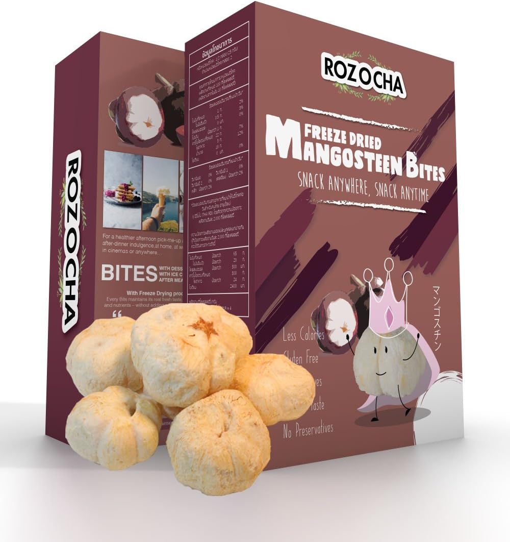 Rozocha Freeze Dried Mangosteen Bites 2.12 Ounce (0.53 Oz x 4 Count) Healthy Snack for Kids and all Ages (Made from 100% Real Mangosteen)