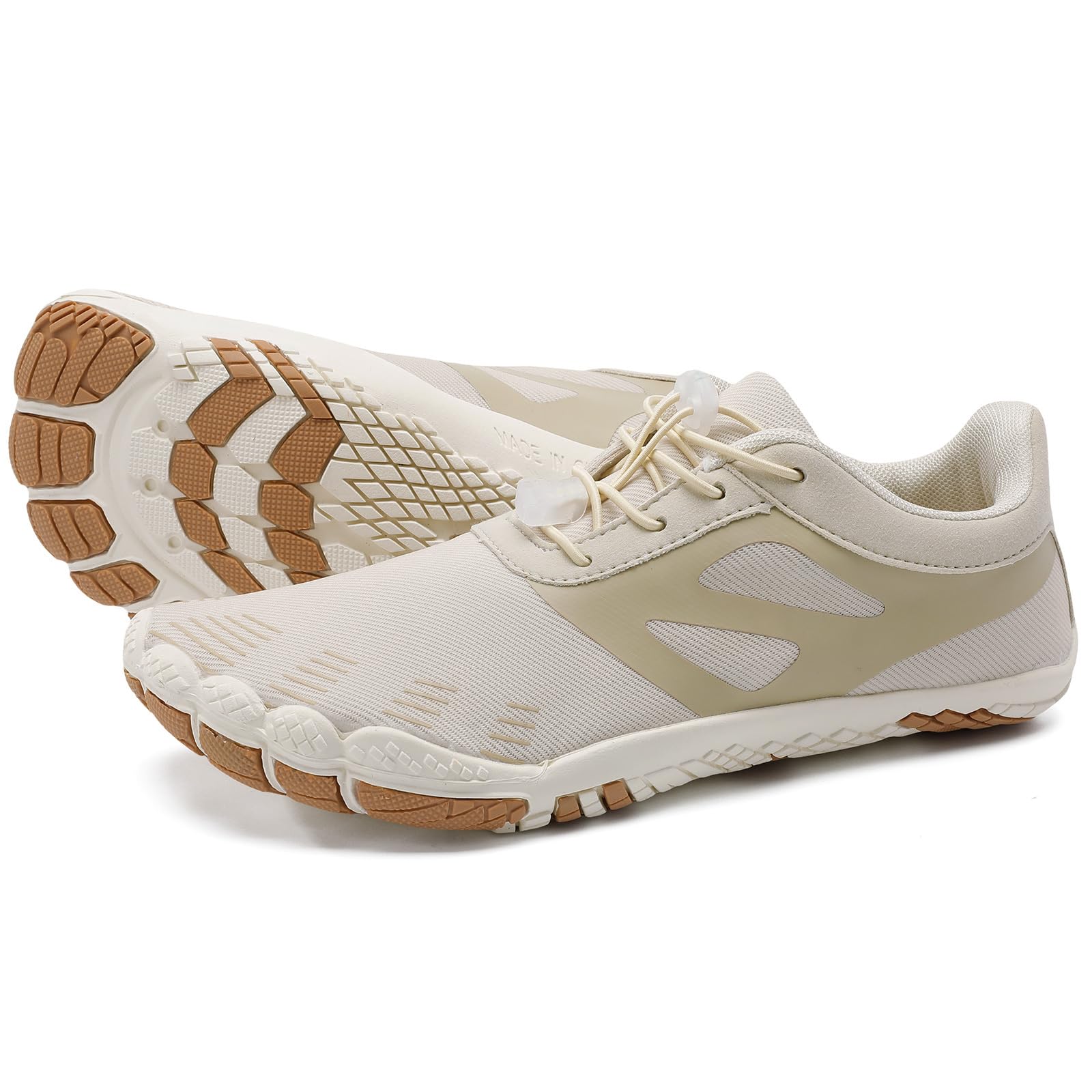 Grand Attack Barefoot Shoes Women Wide Toe Box Zero Drop Wrestling Weightlifting Gym Fitness Shoes Breathable Lightweight Beige Size 7.5-8