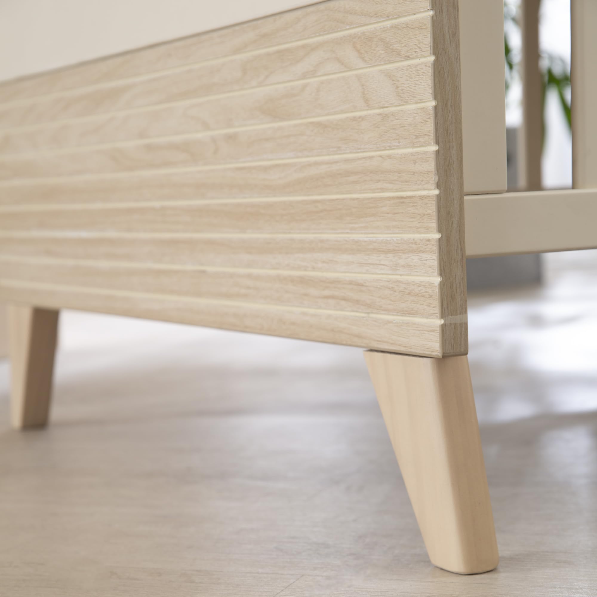 roba Cuna Sidney 70x140 cm – Cuna evolutiva con patas de madera maciza – Altura regulable – Convertible en cama junior – Beige