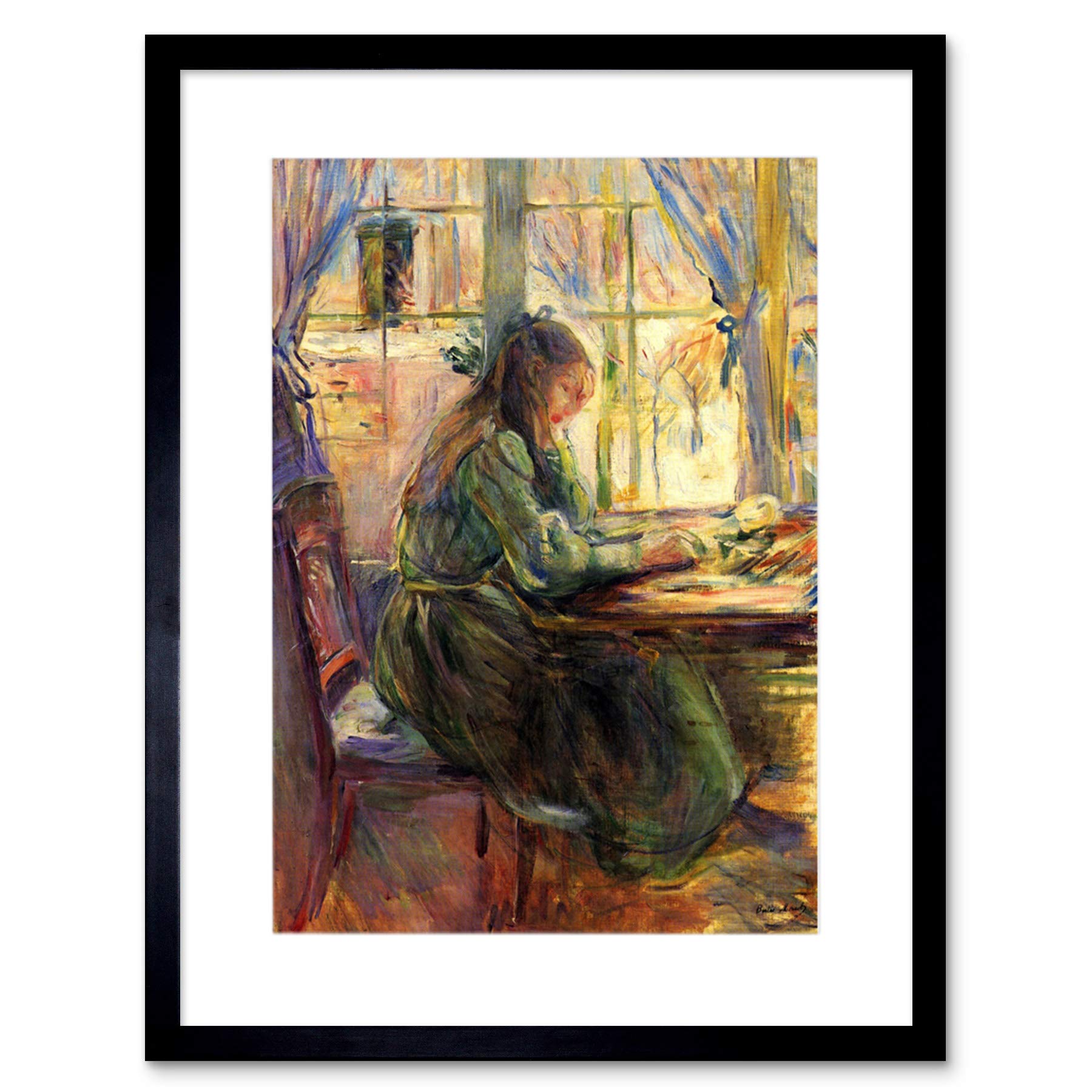 Wee Blue Coo Berthe Morisot Young Girl Writing Old Master Framed Wall Art Print