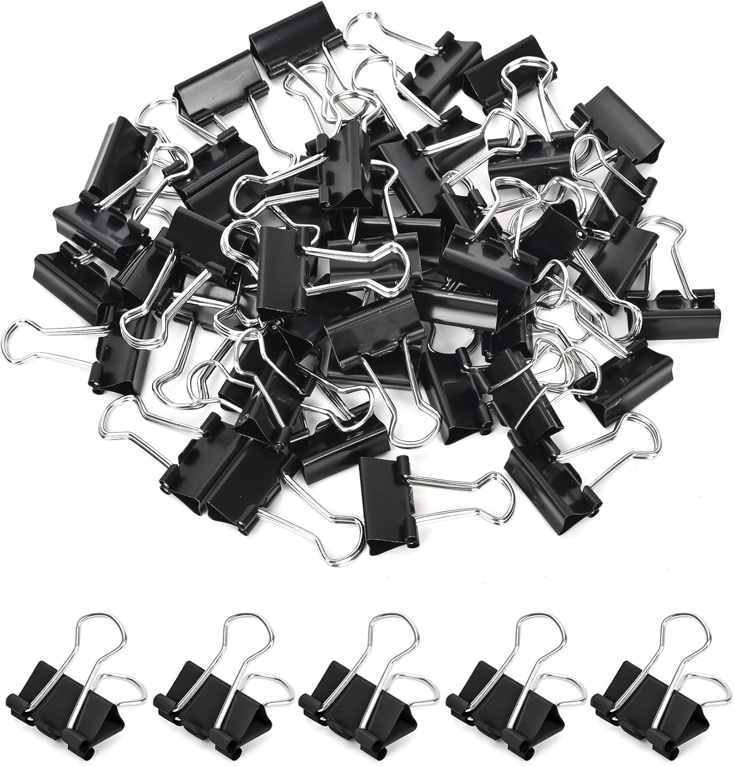 Kleine Klammern, Binder-Clips, 1,9 cm, kleine Büroklammern für Büro (48 Stück) (schwarz)