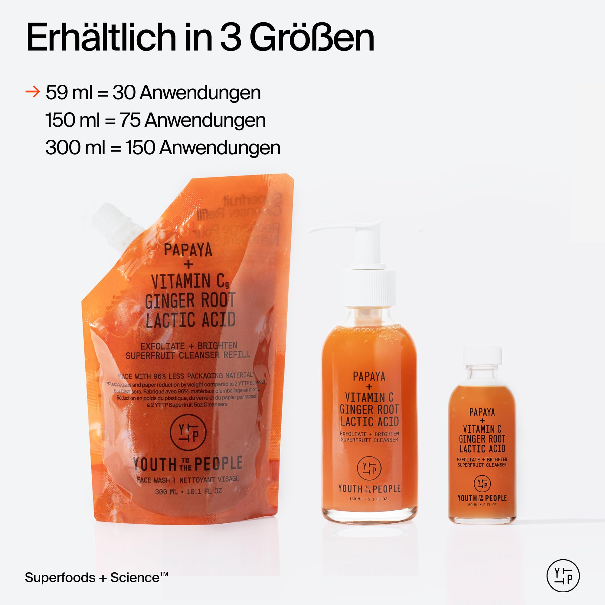 Youth To The People Superfruit Cleanser, sanfter Peeling-Gesichtsreiniger, mit Papaya und Vitamin C, beruhigender Reiniger, feuchtigkeitsspendend, schont die Hautbarriere, Make-up-Entferner