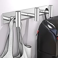 Vista 3 de Wall Mounted Coat Rack-3 Hooks, Heavy Duty Stainless Steel Wall Hooks for Towel Coat Bag, Hat Rack Coat Hanger Coat Hooks Towel Racks for Bathroom