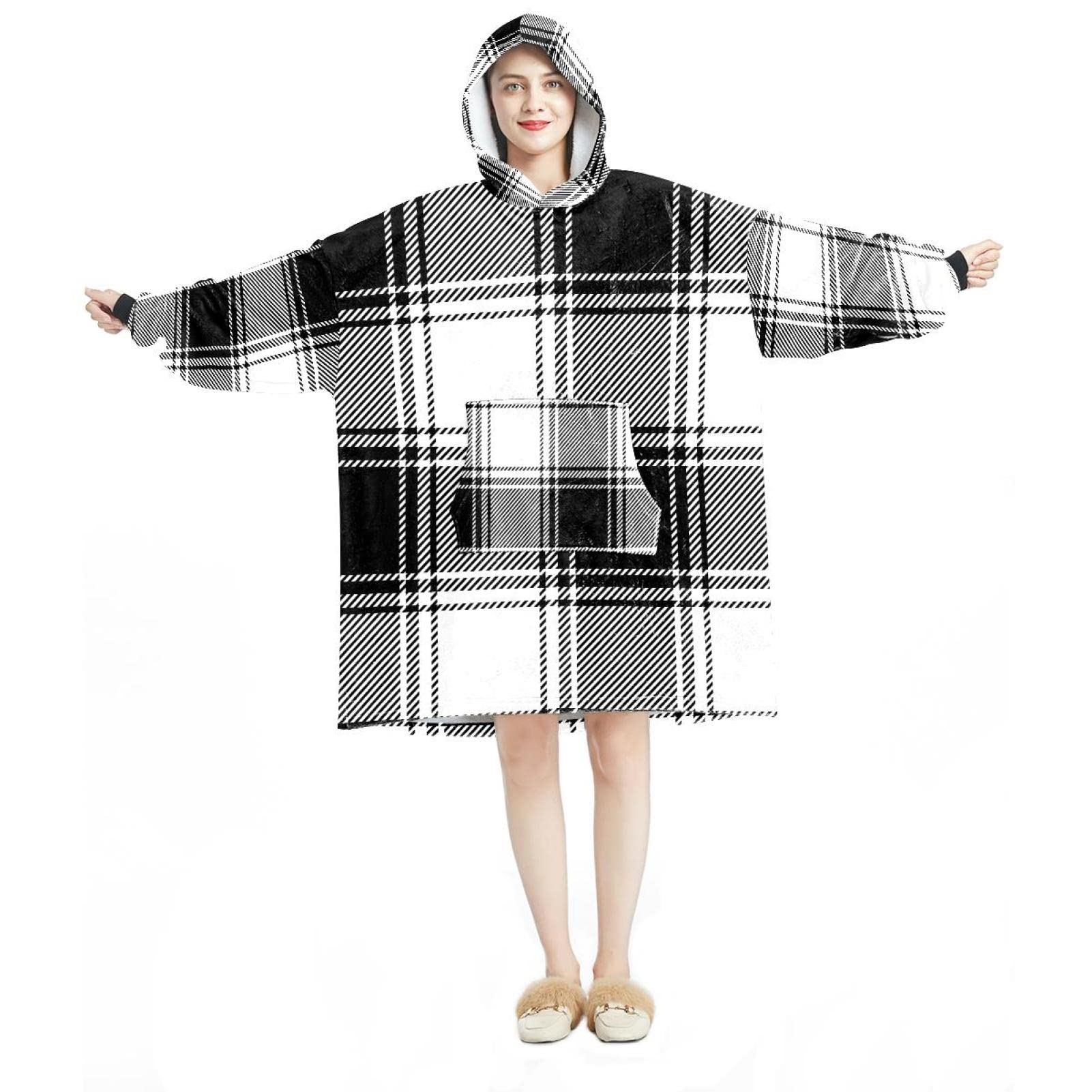 Sweat à capuche oversize en flanelle écossaise pour des soirées d'hiver cocooning au chaud