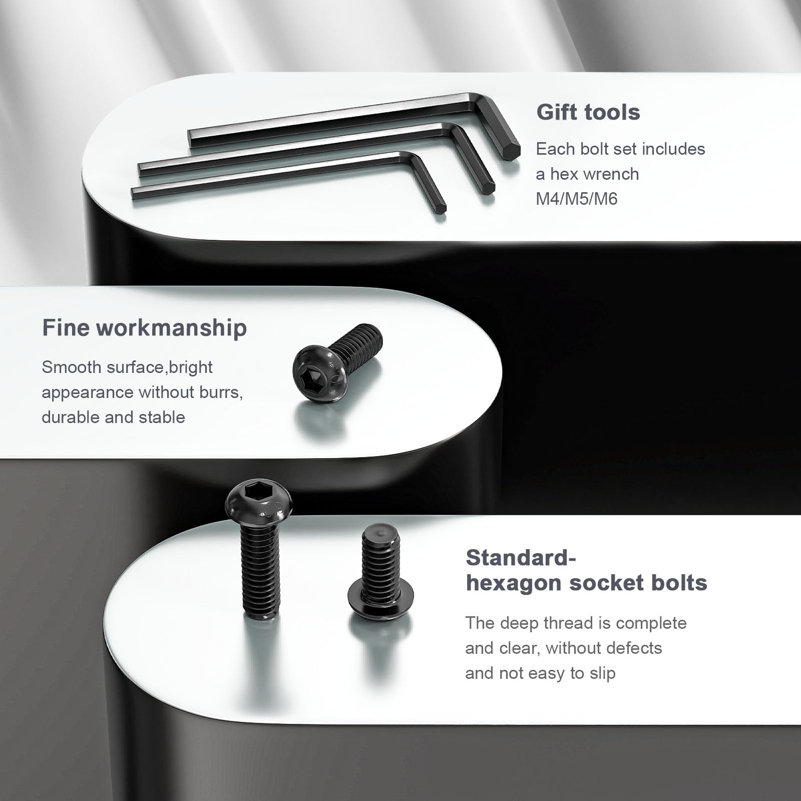 Wavanta M8 Bolts, M8 x 60mm Button Head Screws, Allen Socket Bolts Screws, Carbon Steel 10.9 Grade, Black Oxide Finish, Pack of 10 - Image 4