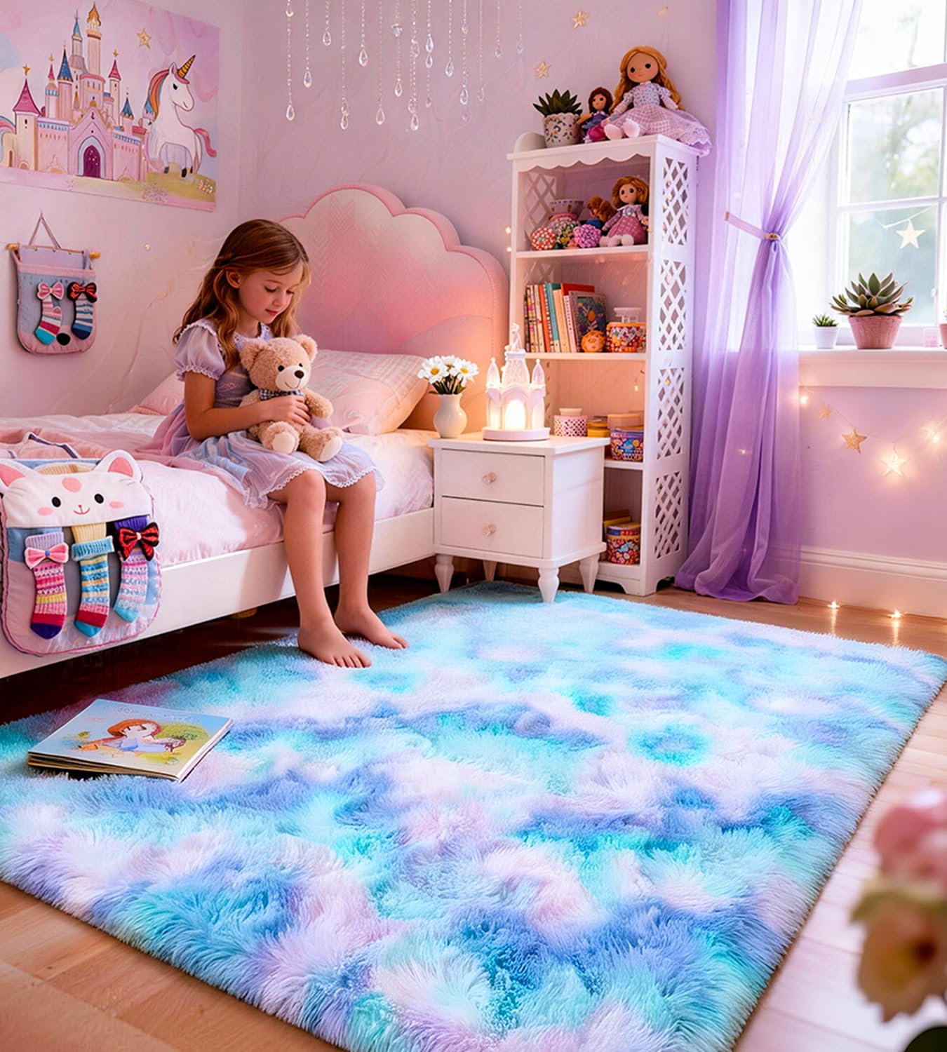 ROHATIM Hochflor Teppich Wohnzimmer Super weich Shaggy Teppich Flauschiger,Soft Area Rug Schlafzimmer Teppiche Super weich Fluffy Kindermatte