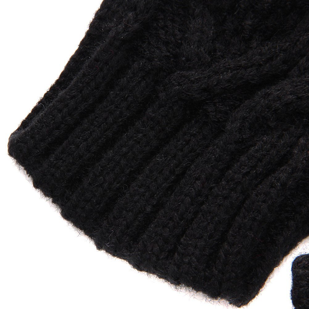 Lusofie Braune Armstulpen Damen – Fingerlose Strickhandschuhe Mit Daumenloch, 32 Cm Lang, Aus Acryl (Winter, Y2k Style)