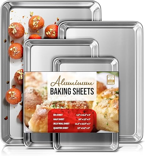 Miniatura 31 de Eatex Aluminum Baking Sheet Set, 2 Pack Cookie Sheet Set, 10" x 15" Jelly Roll Baking Pan Set, Cookie Sheets for Baking Nonstick, Quality Baking
