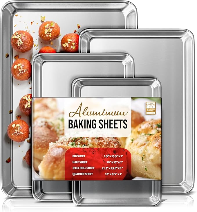 Eatex Aluminum Baking Sheet Set, 4 Pack Cookie Sheet Set