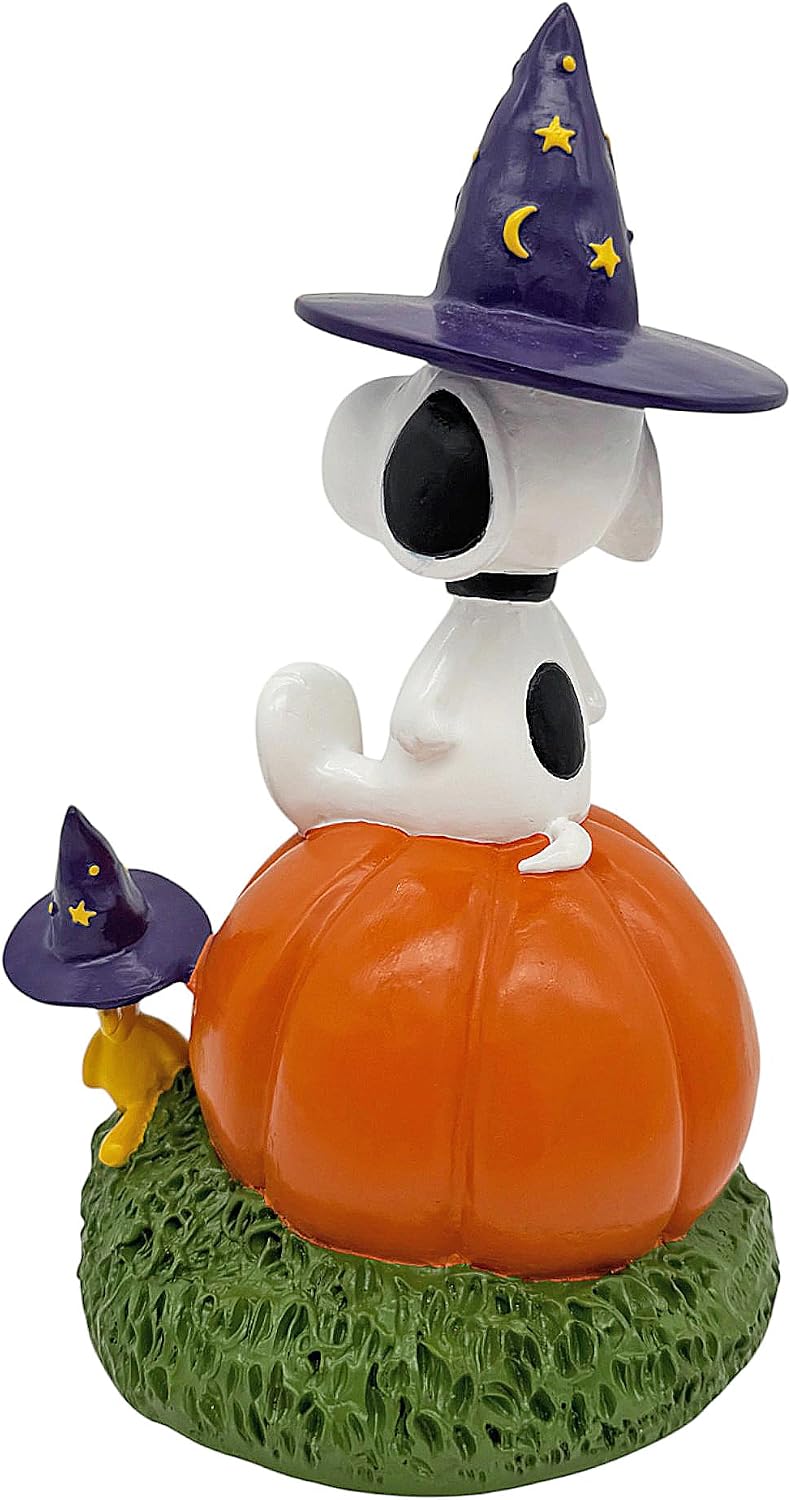 Peanuts® Snoopy and Woodstock on Jack-o-Lantern 8" Garden Statue