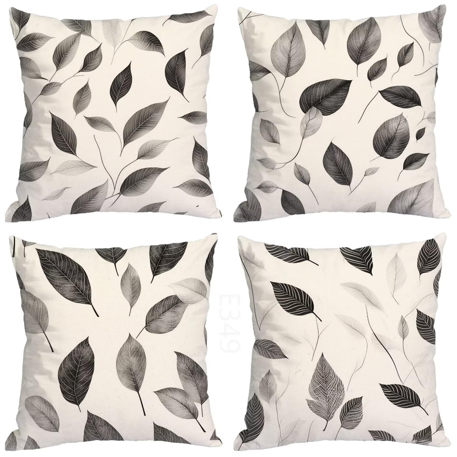 Grigio Federe Cuscini Divano 55x55cm,4 Pack Pianta Estate Esterno Cuscini per Divano,Doppio Lato Quadrato Morbido Cuscini Divano,per Divano Soggiorno Sedia Autunno Dekoration Cuscino,Regali LY-349