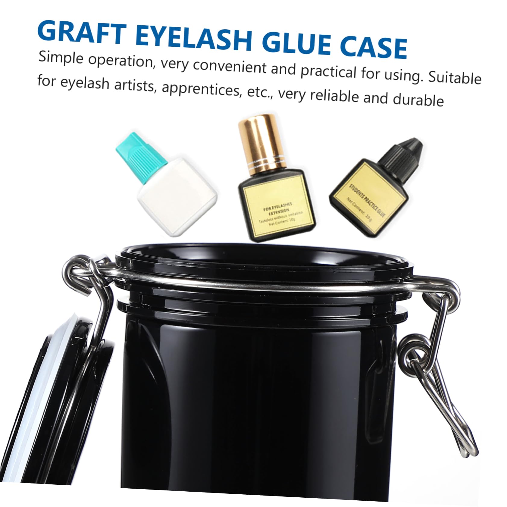 NULYLU Elegant Eyelash Glue Storage Case 3 Pcs Rust-Proof Stainless Steel for Lash Extensions