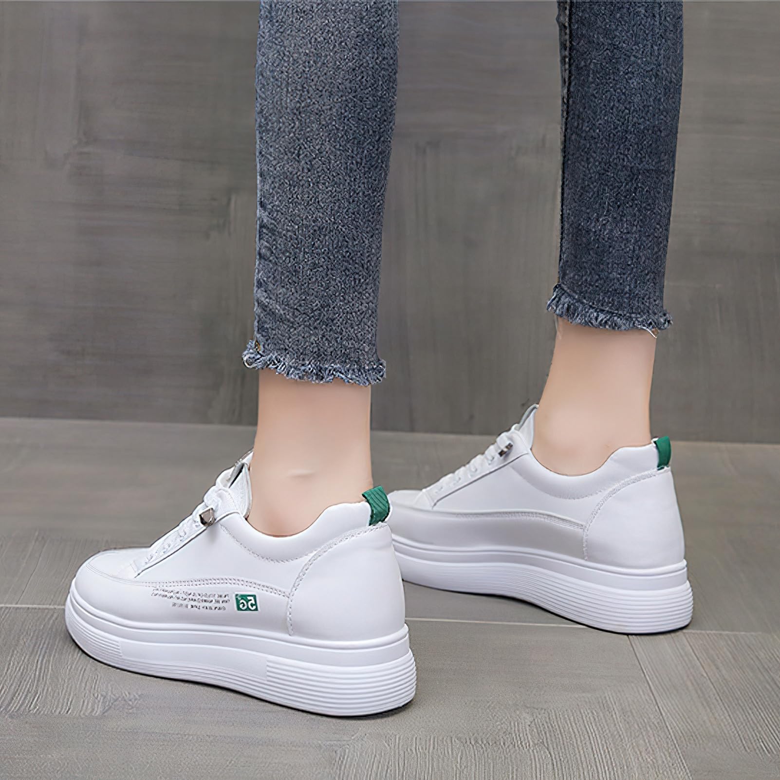 rismart Mujer Oculto Cuña Plataforma Zapatillas Cordones Elásticos Malla Transpirable Casual Zapatos