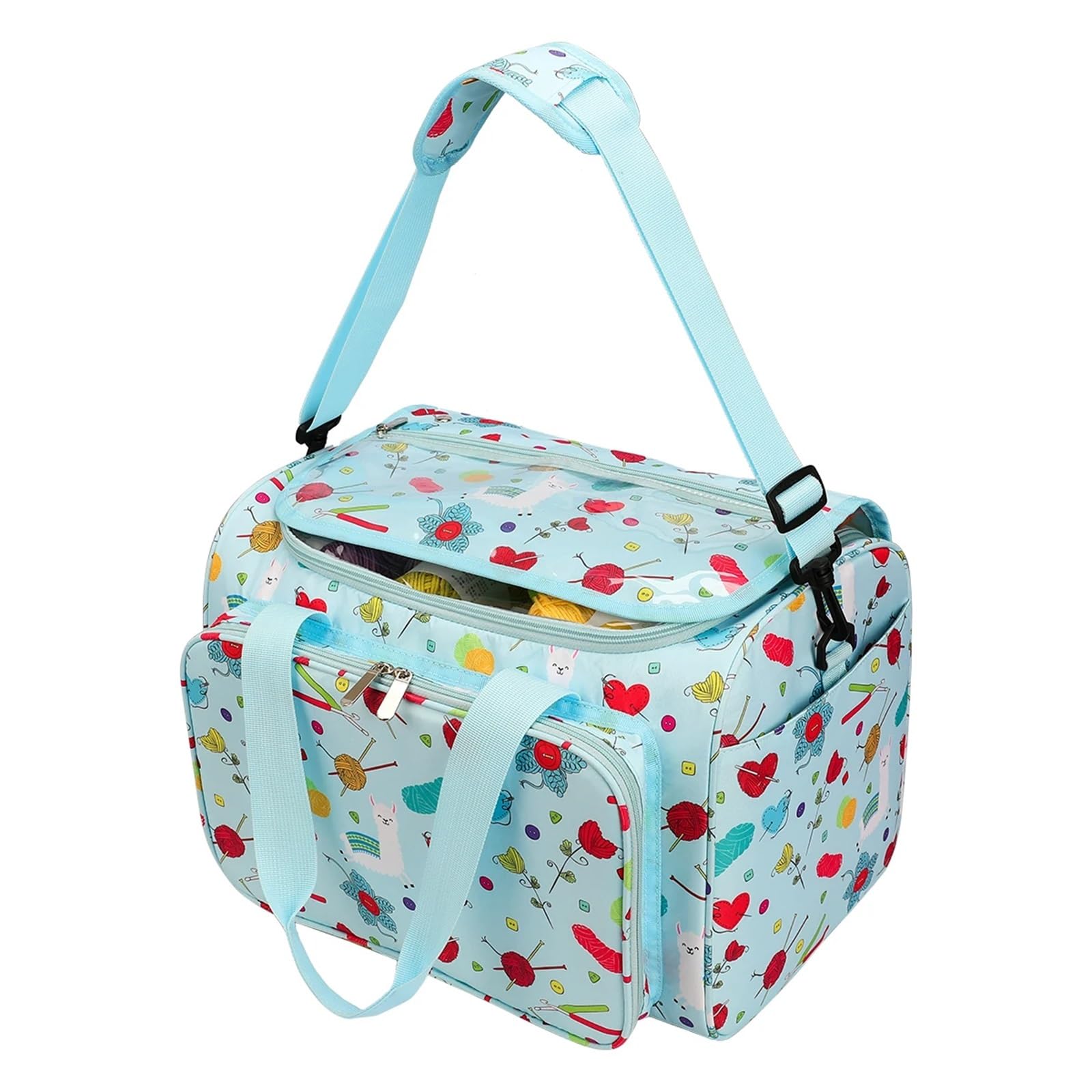 Bolsa Para Guardar Herramientas De Punto Bolsa de tejer, organizador hilo con divisor interior for ganchos ganchillo lana, juego costura agujas, bolsa almacenamiento DIY(Green)