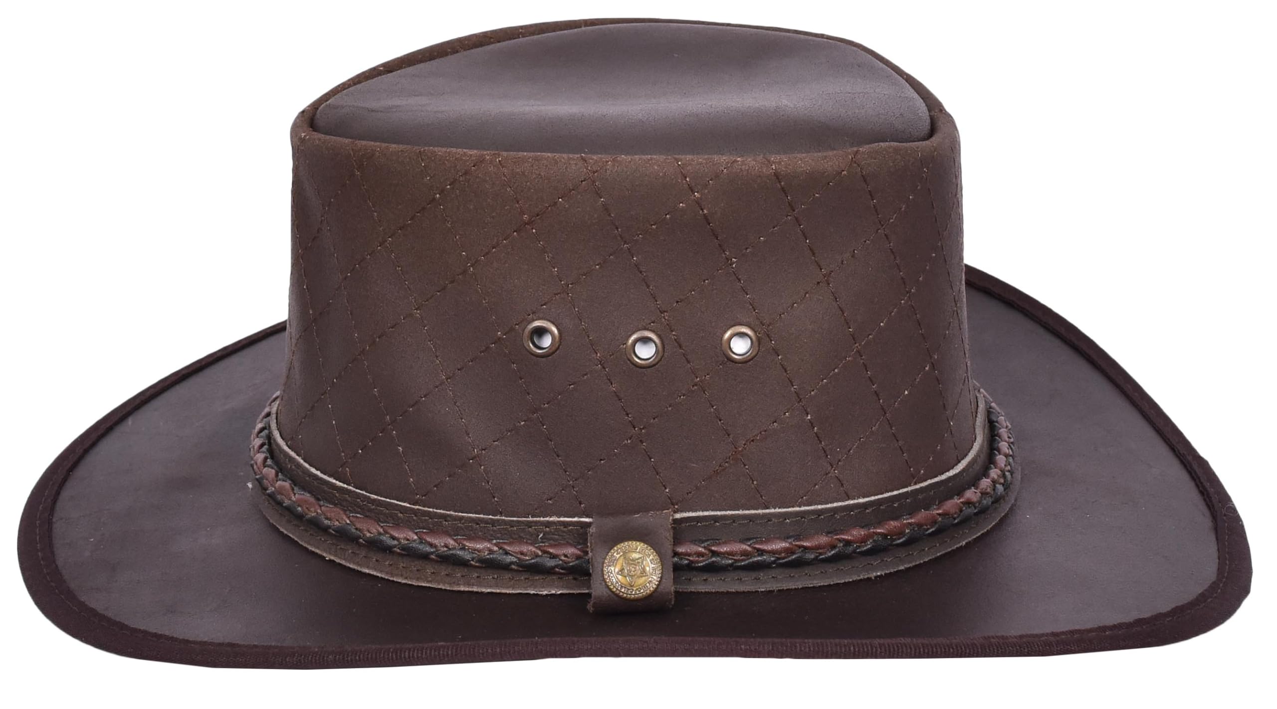 Sombrero australiano de piel auténtica, estilo vaquero, color marrón Ozzy