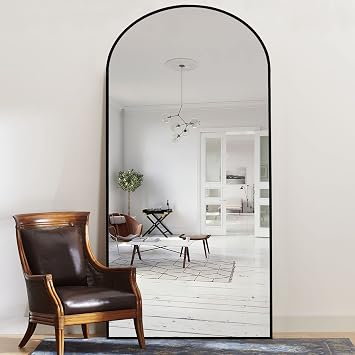 NeuType 71 "x32" مرآة مقوسة كاملة الطول - مرآة سوداء كاملة للجسم للجدار أو واقفة - مرآة قوس كبيرة
