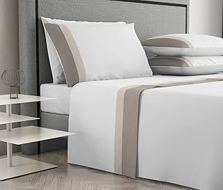 Leonardo Home - completo matrimoniale doppia balza da Letto 100% puro cotone - compreso nel completo 1 lenzuolo - 2 federe per cuscini standard - 1 sotto con angoli - prodotto 100% MADE IN ITALY